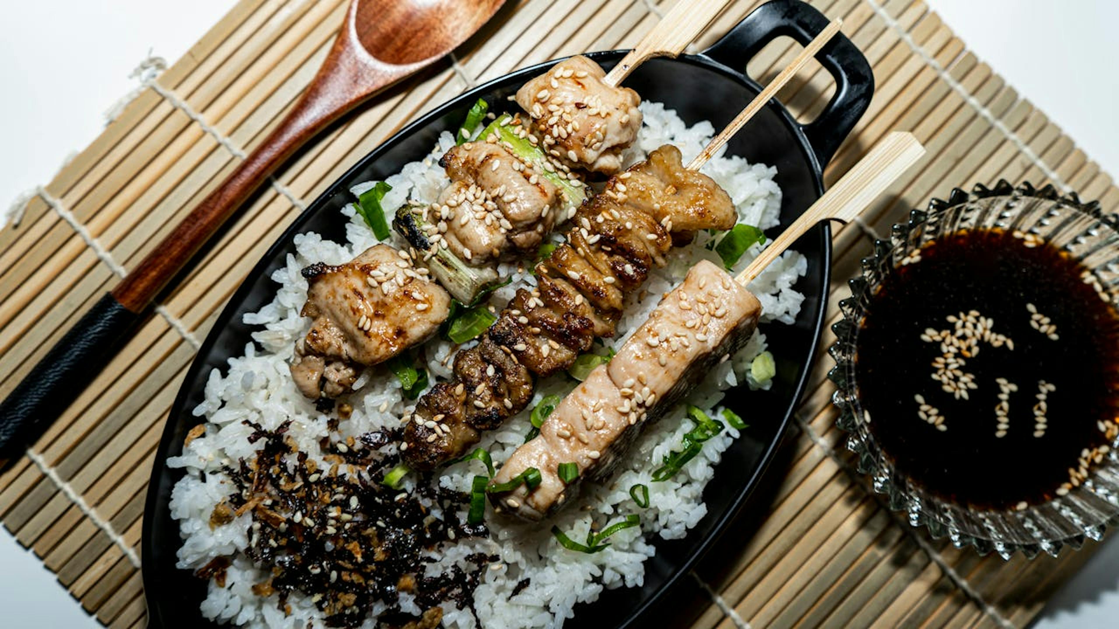 Yakitori Japanese chicken dish with rice