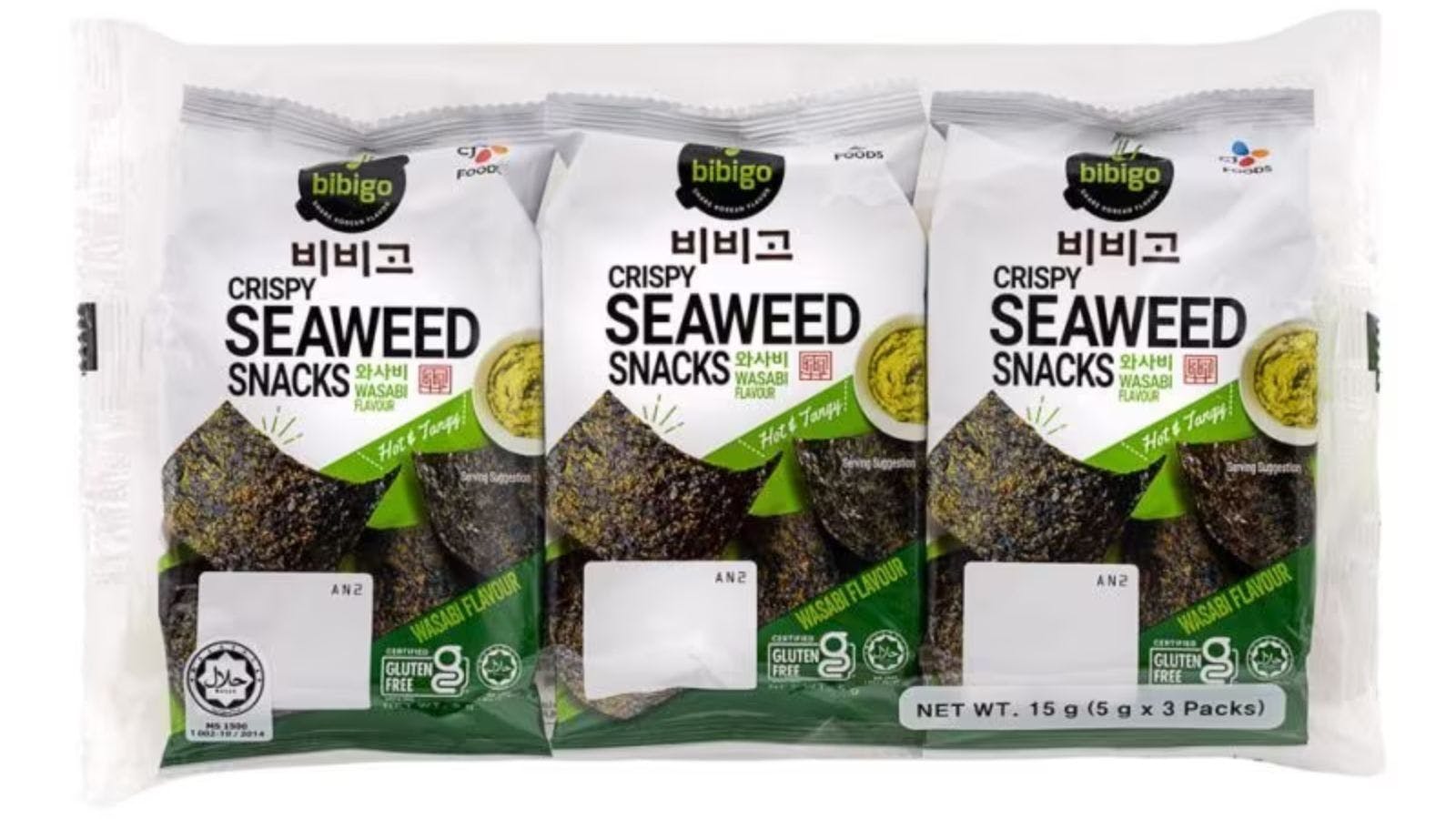 CJ Bibigo Crispy Seaweed Snacks (Wasabi Flavour)