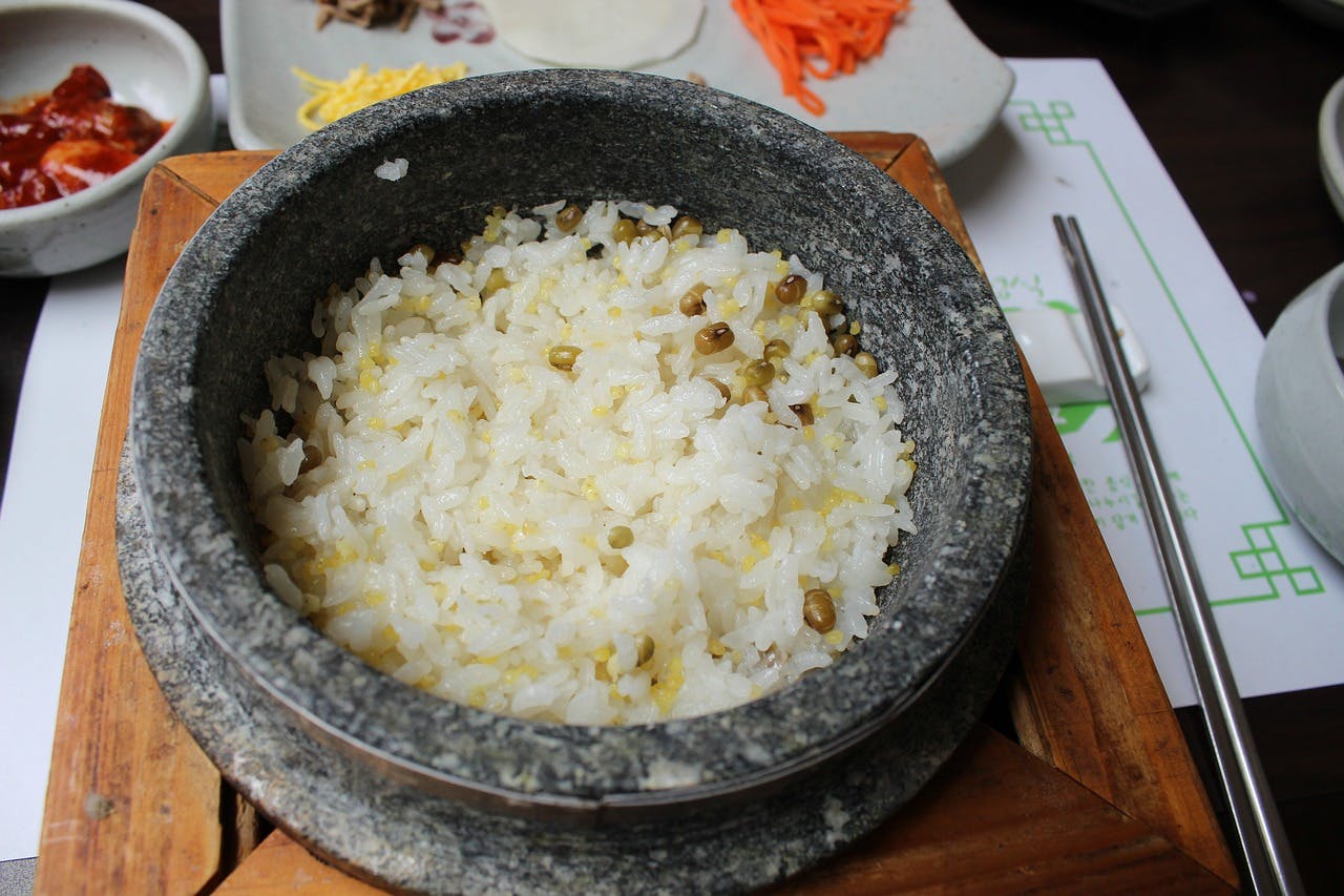 Rice in a dolsot stone bowl