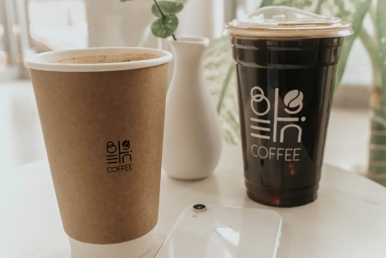 Coffee cups on table