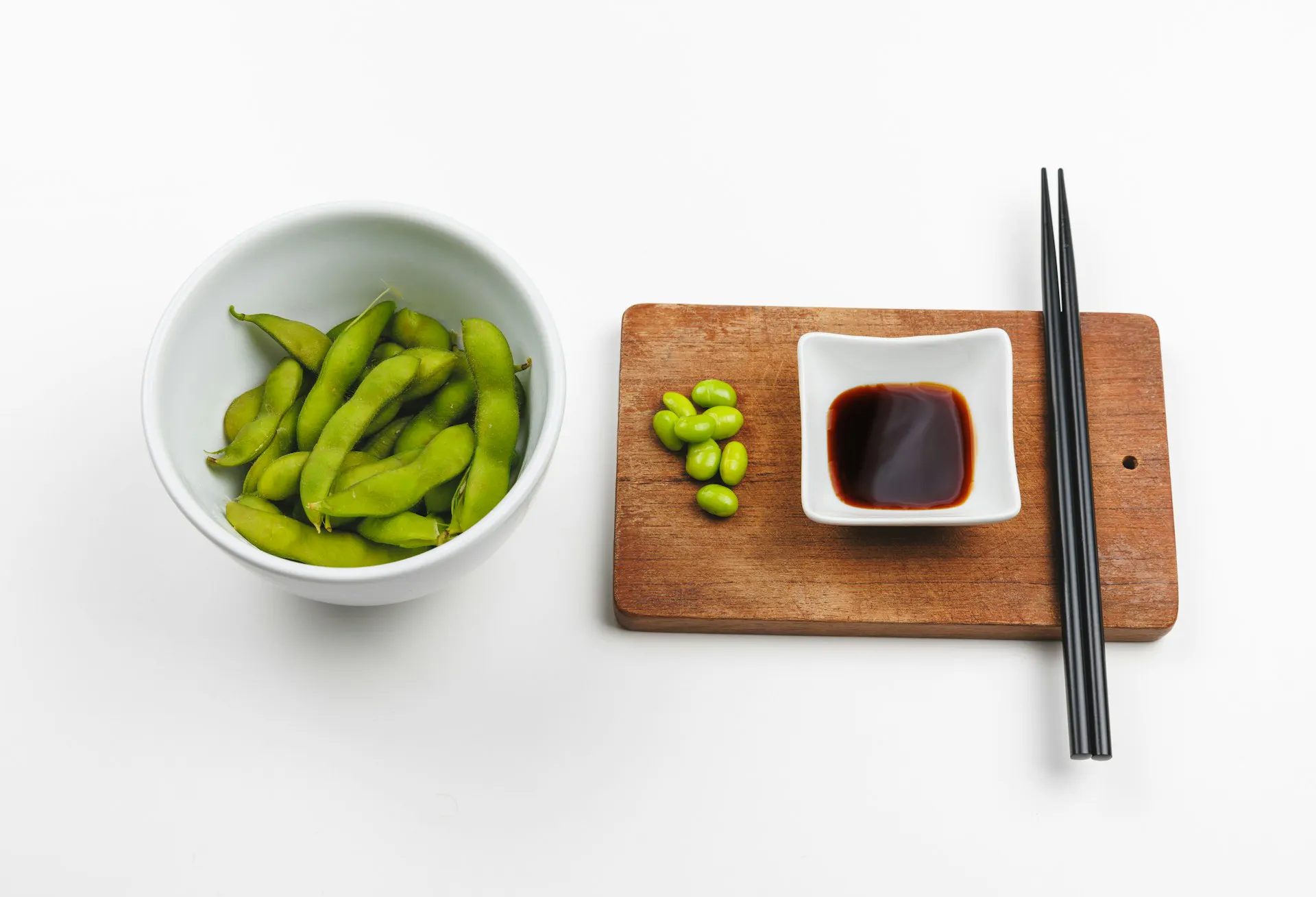 Edamame and soy sauce