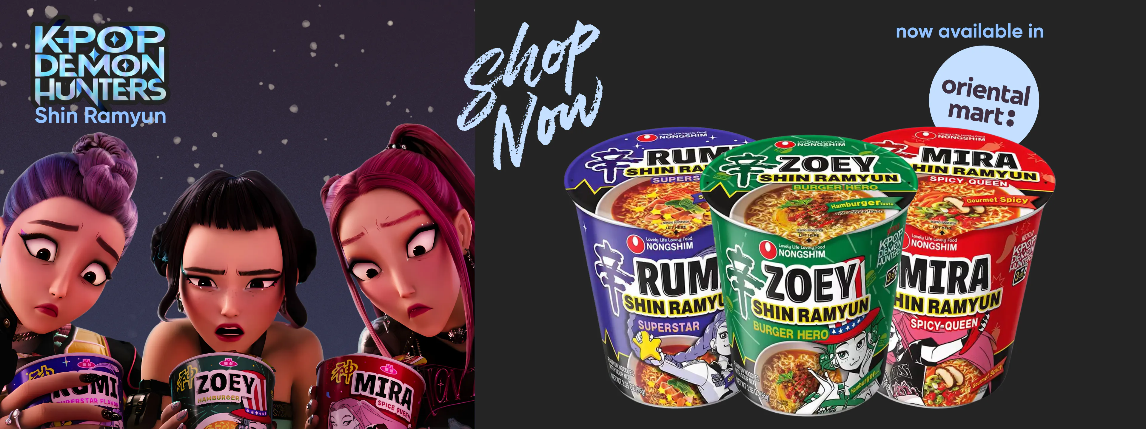 New in: Nongshim x K-Pop Demon Hunters Shin Ramyun cups