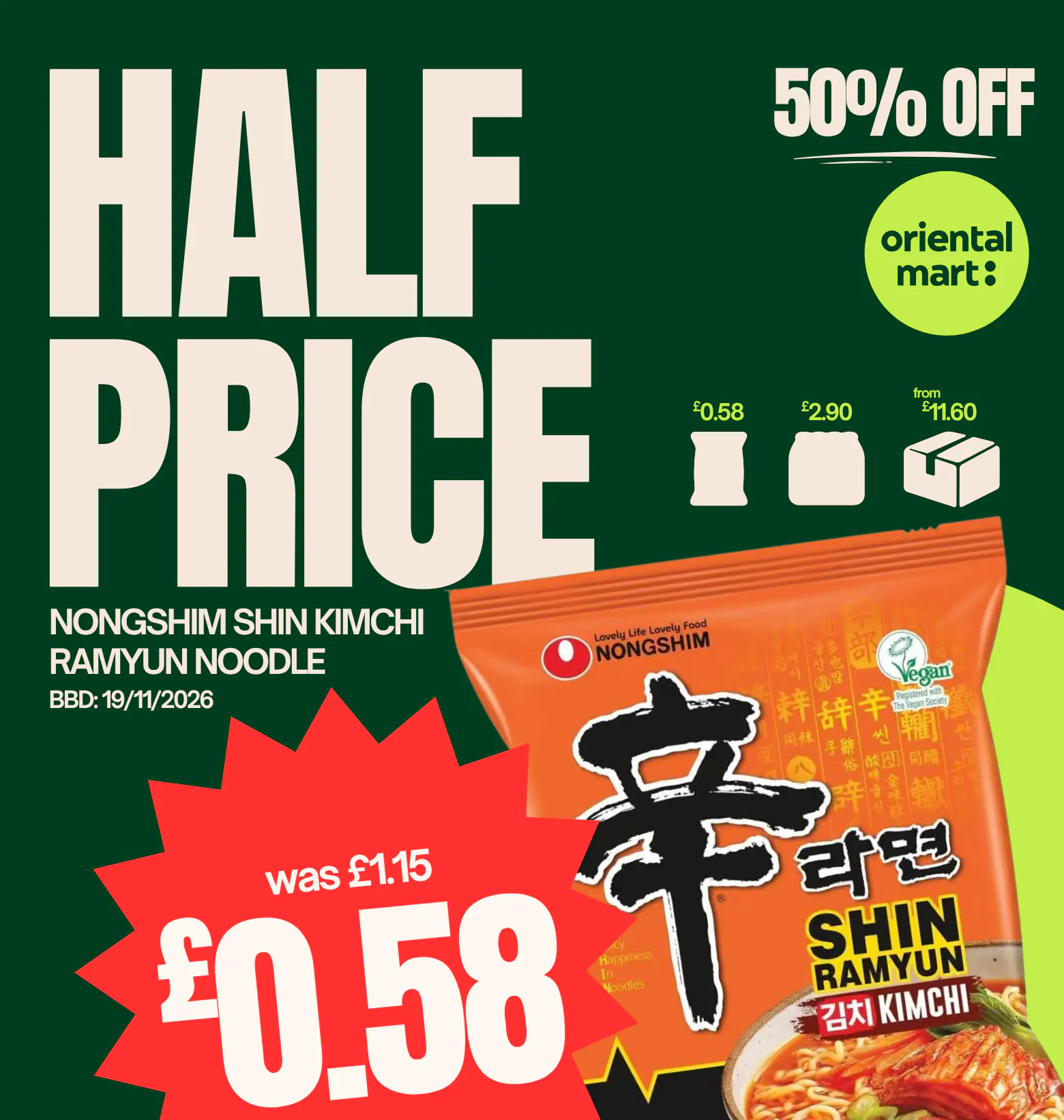 Nongshim Shin Kimchi Ramyun Noodle