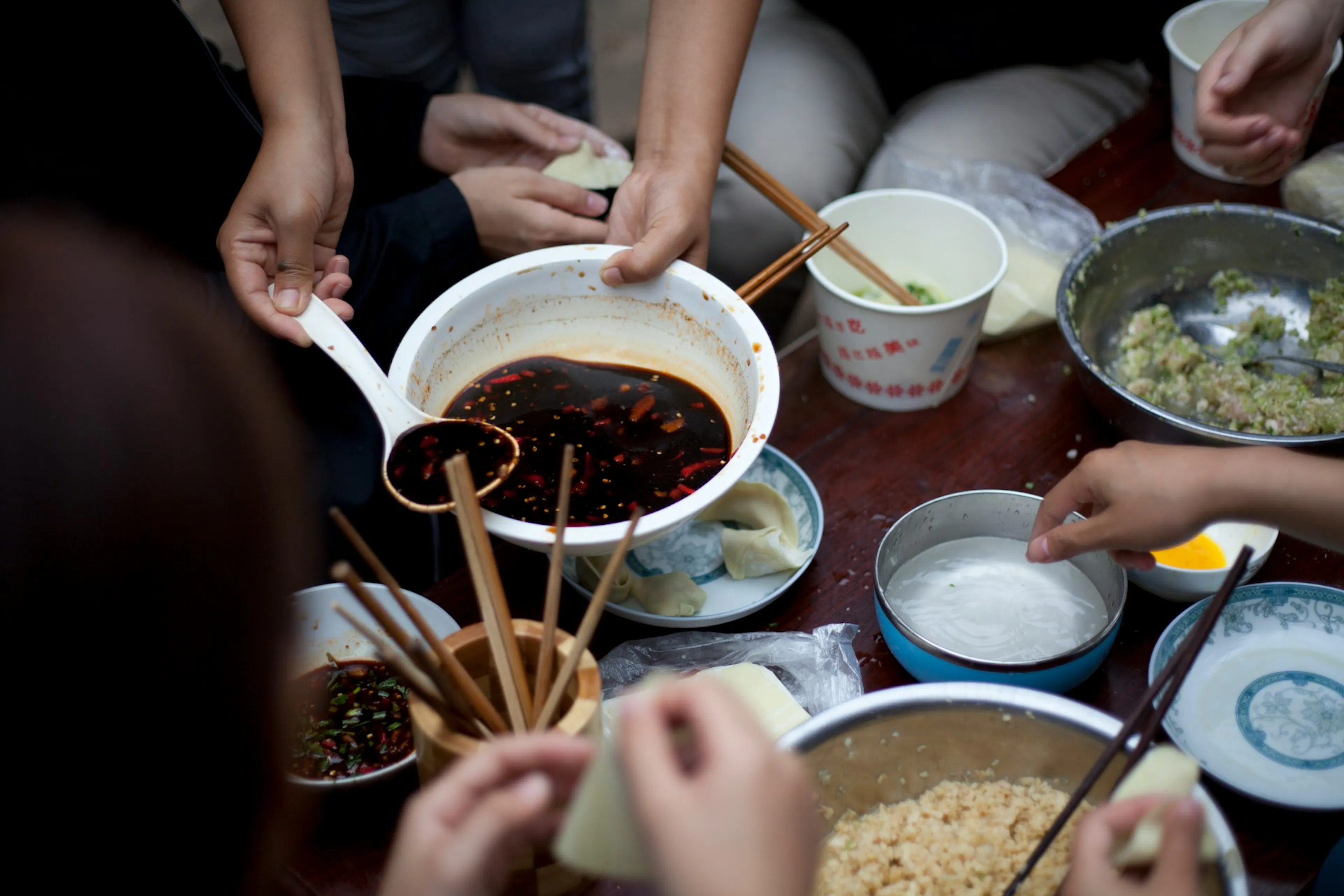 Communal Chinese meal