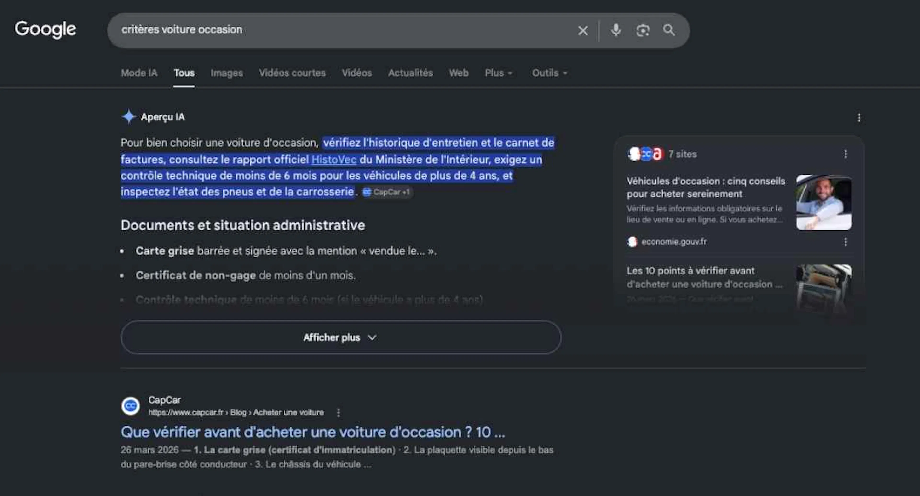 Aperçu IA Google