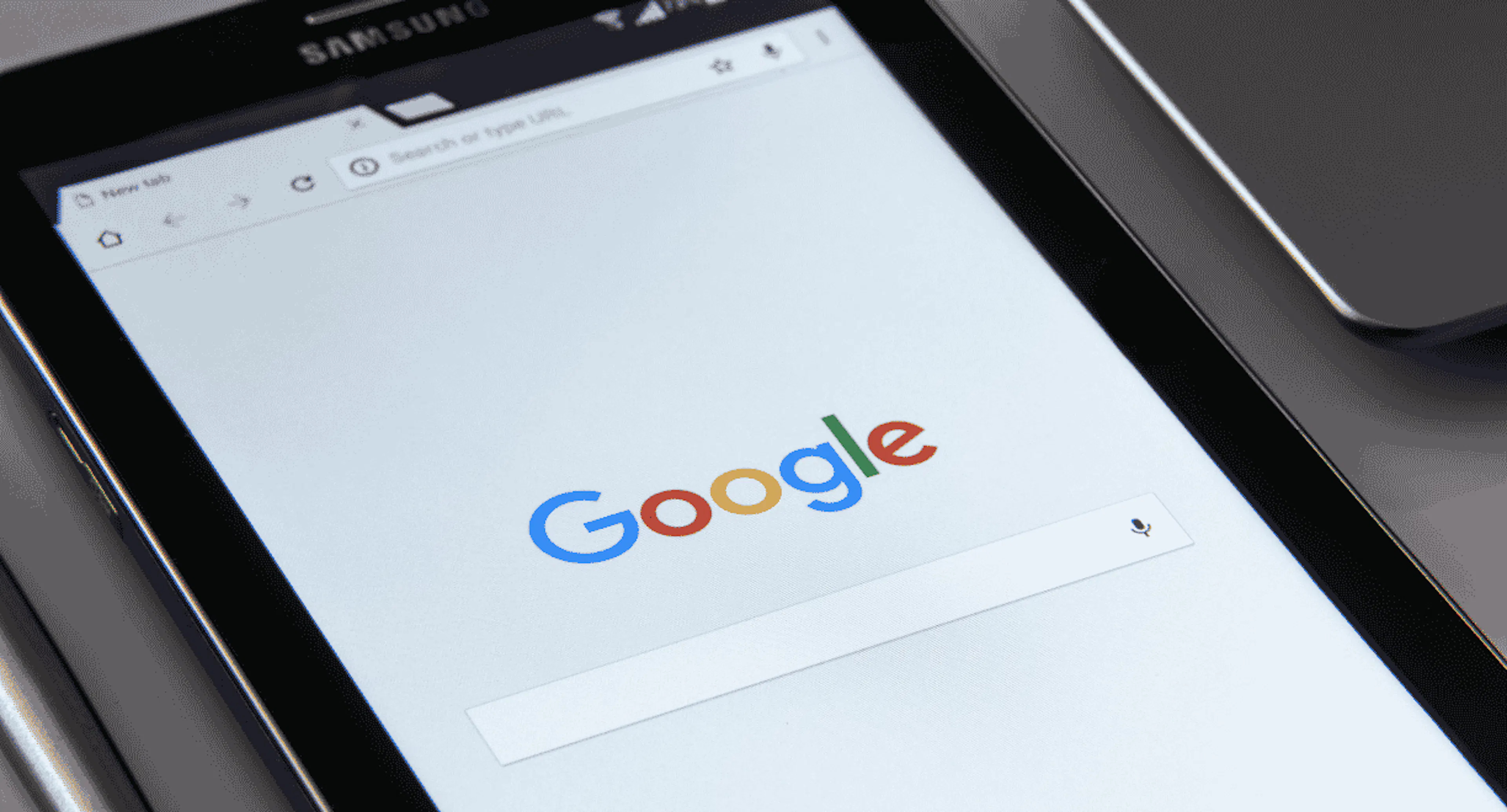 Tablette Samsung qui montre une page Google