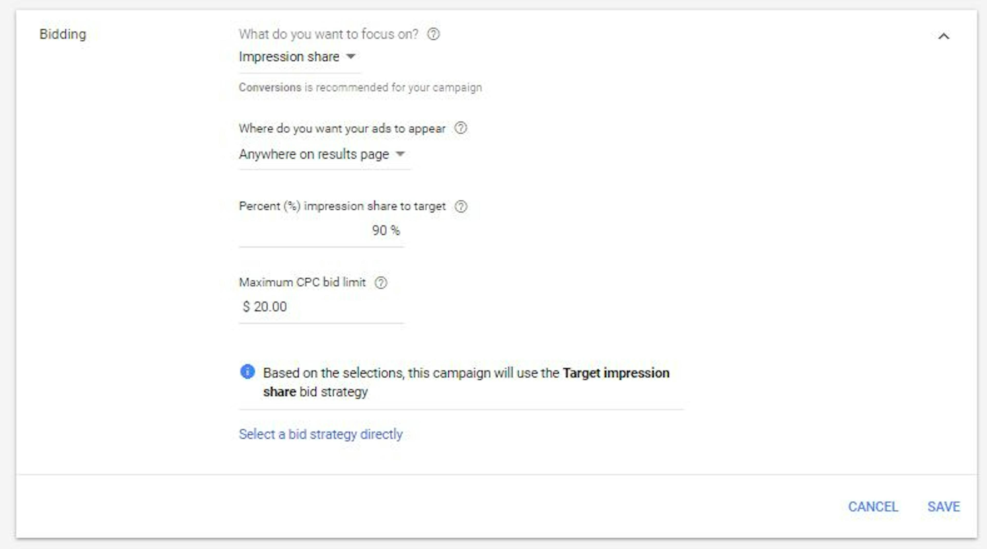 Target impression share