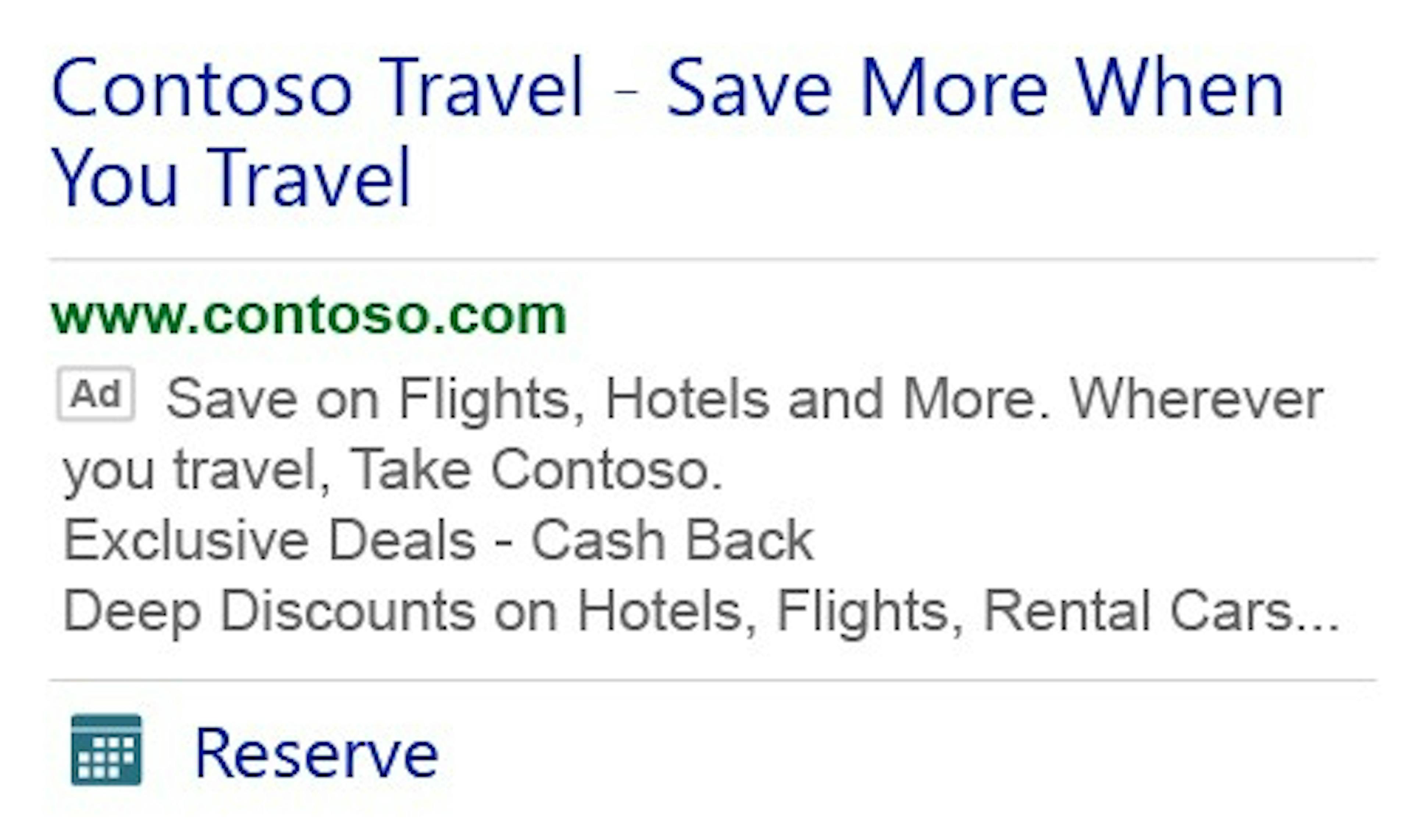 Annonces Bing call to action