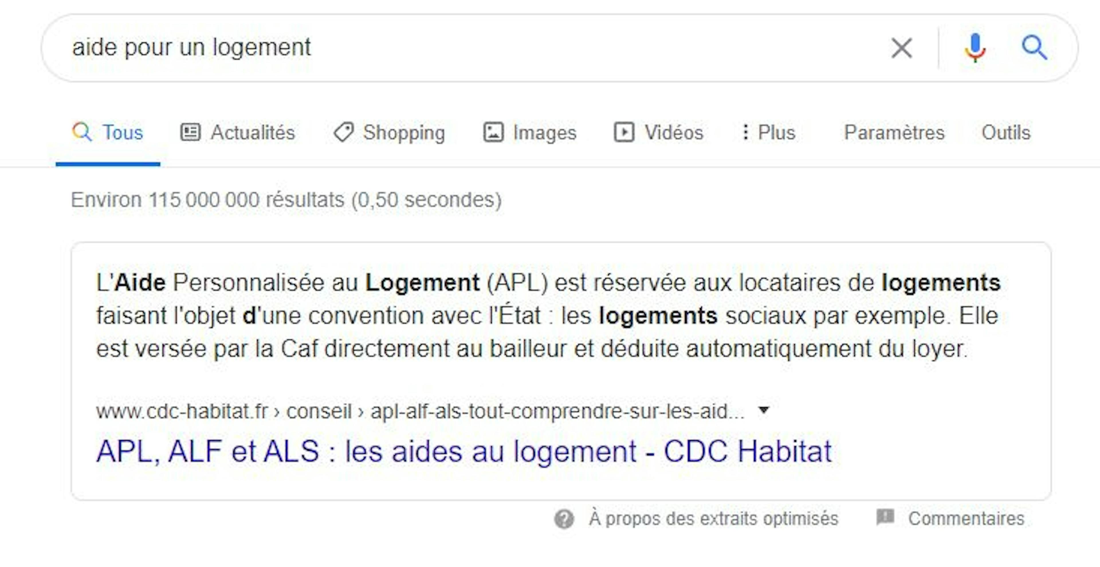 Featured Snippet Google