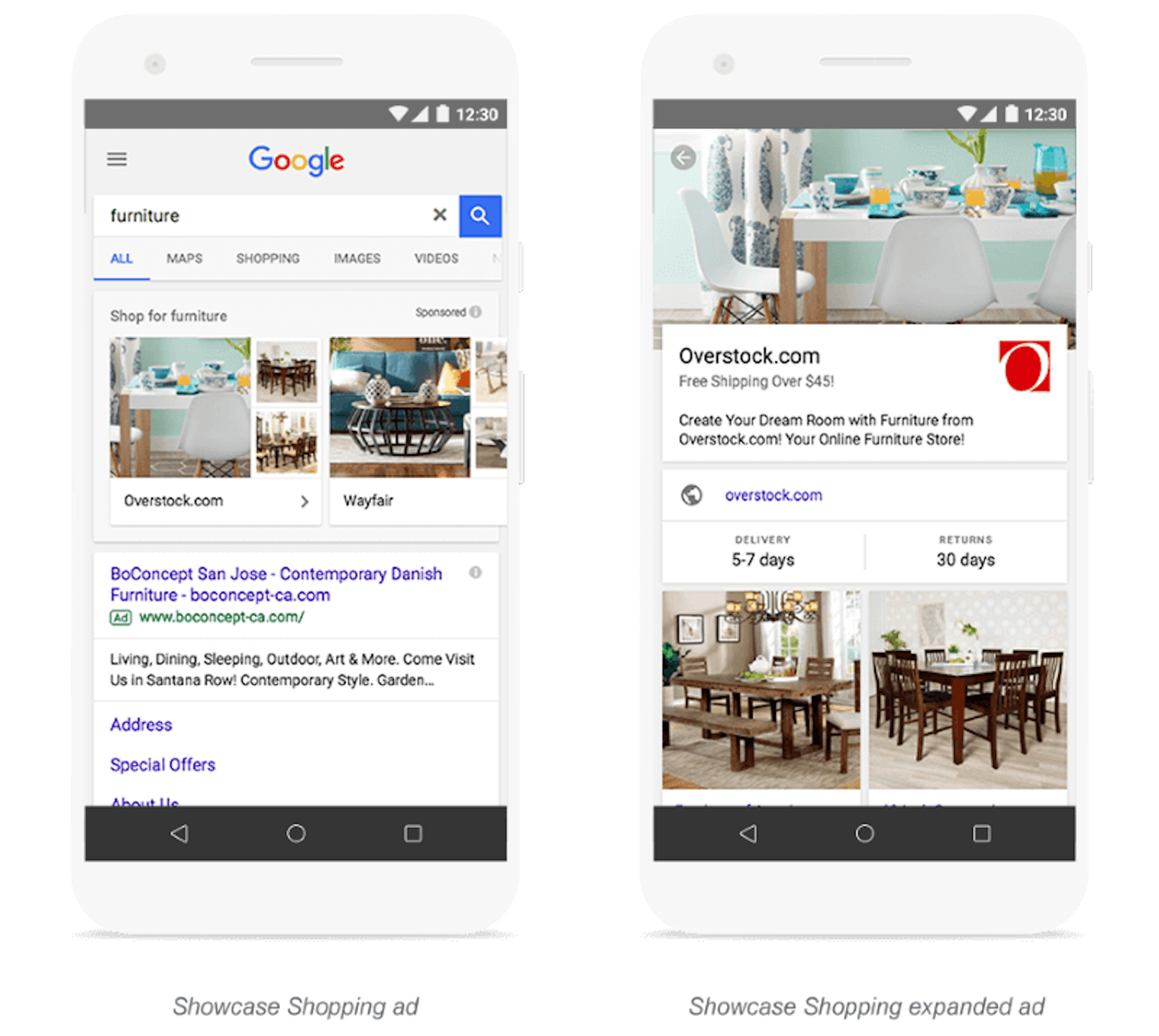 Annonces Google Showcase