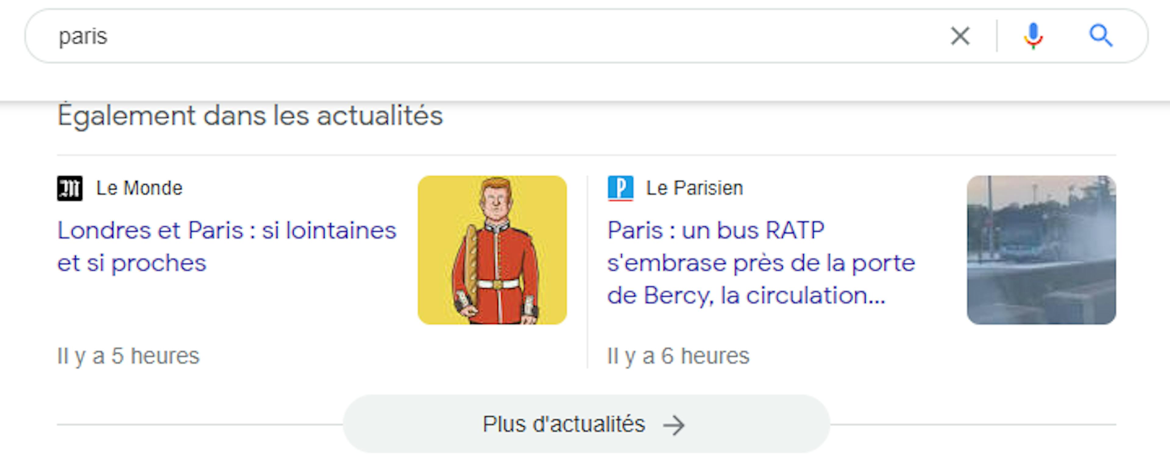 recherche universelle sous forme de carte (ou 