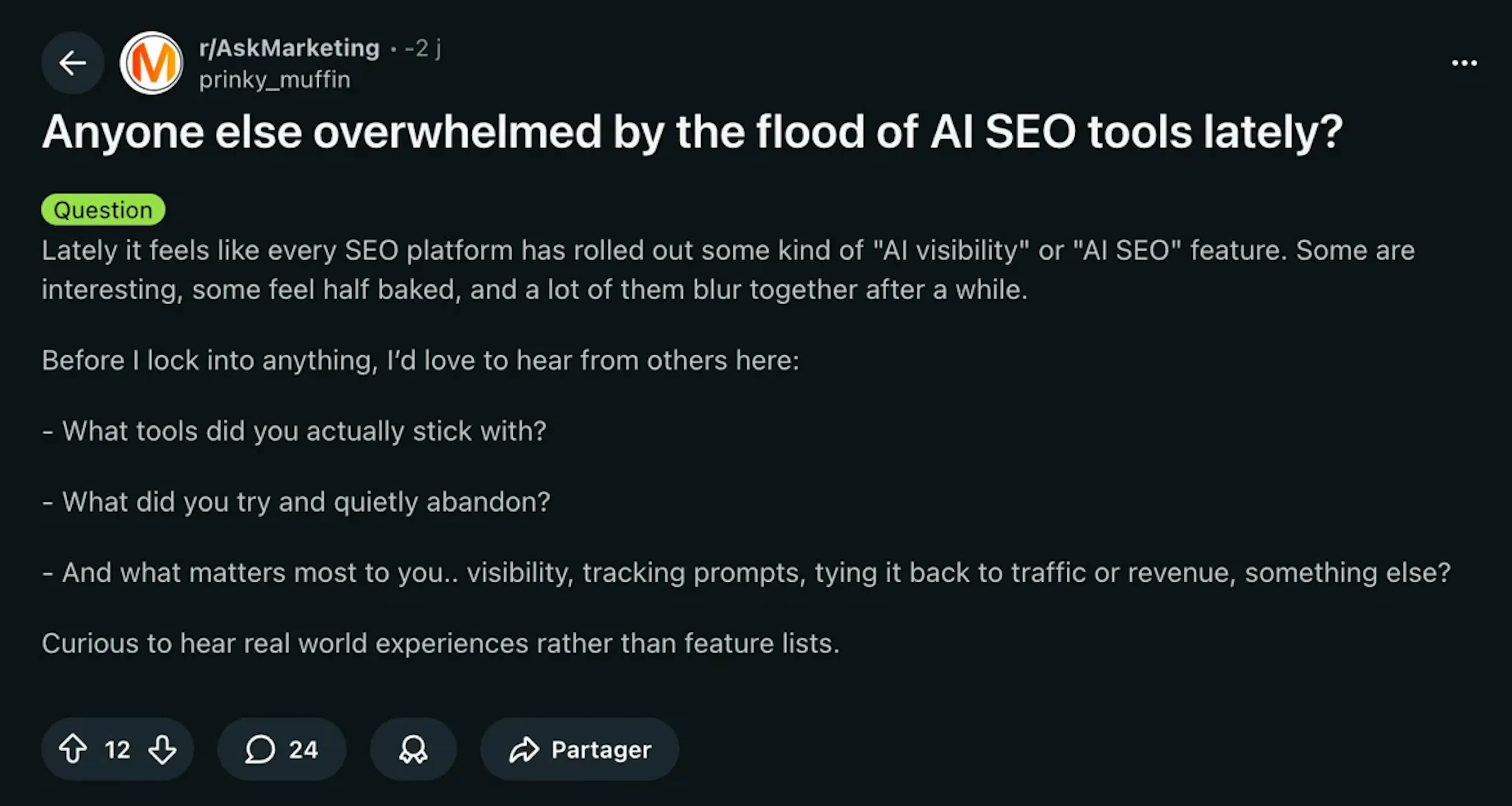 Anyone else overwhelmed by the flood of AI SEO tools lately ?