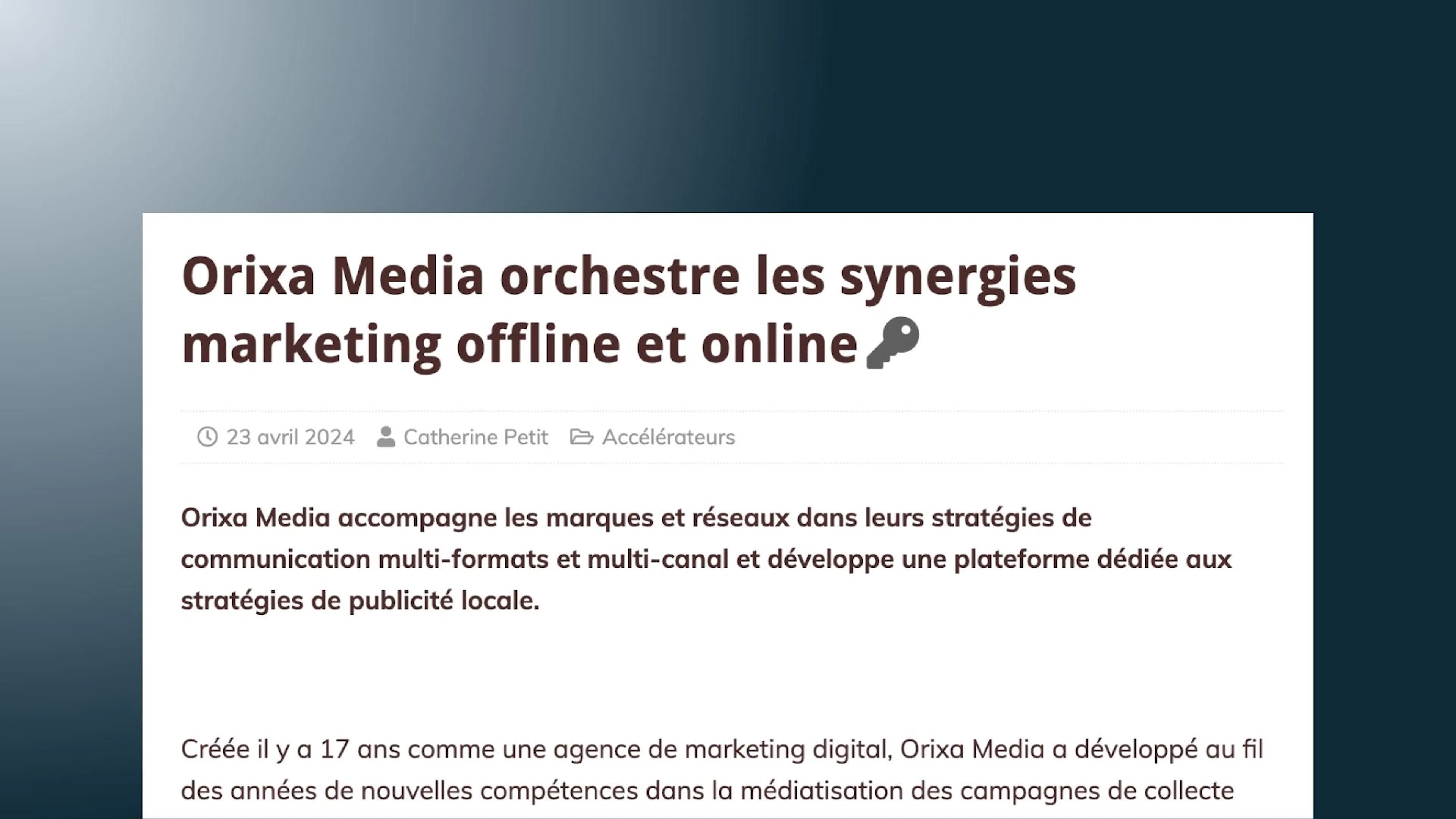 Screen de l'article des Clés du Digital