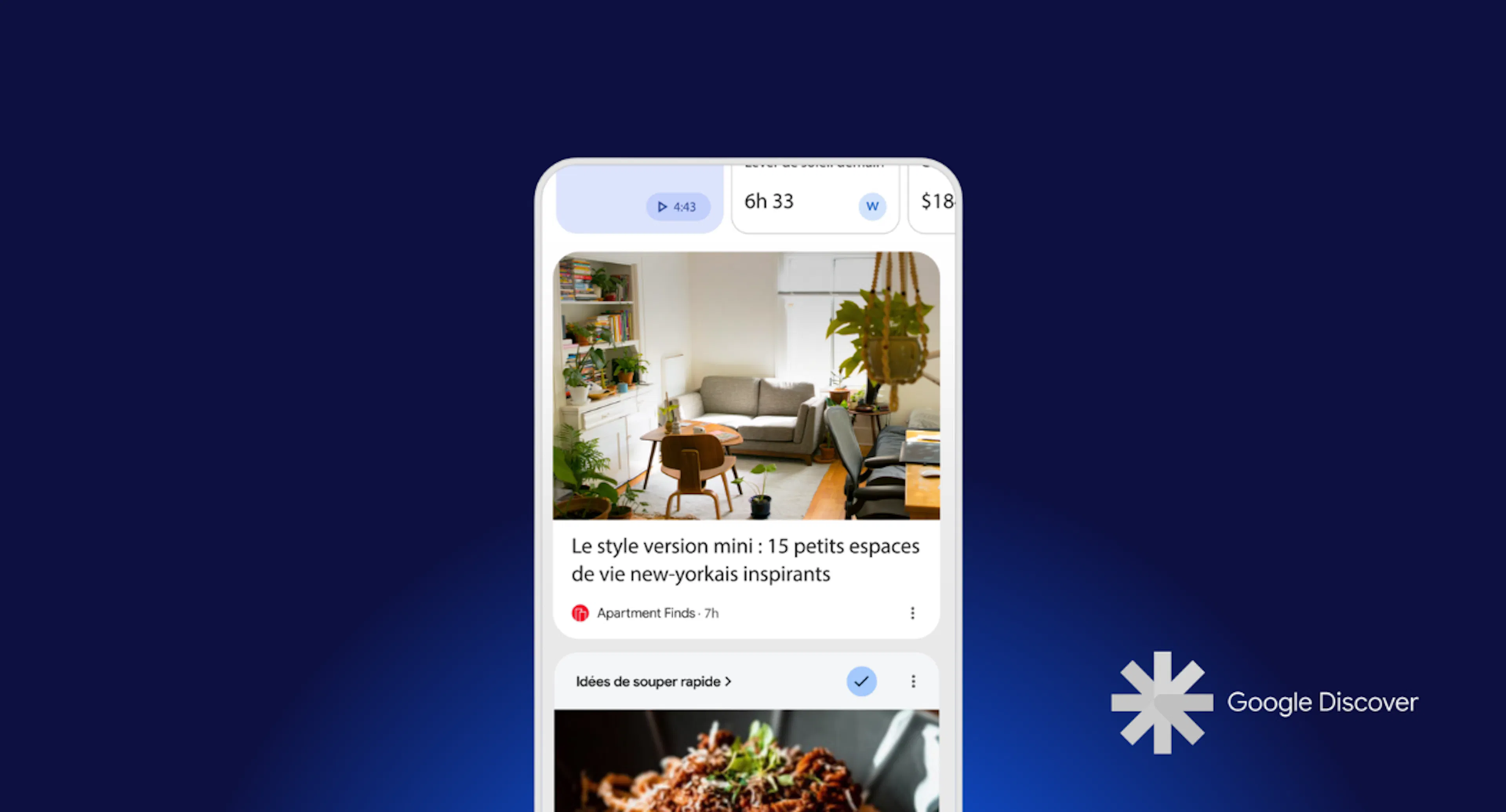 Écran qui montre Google Discover