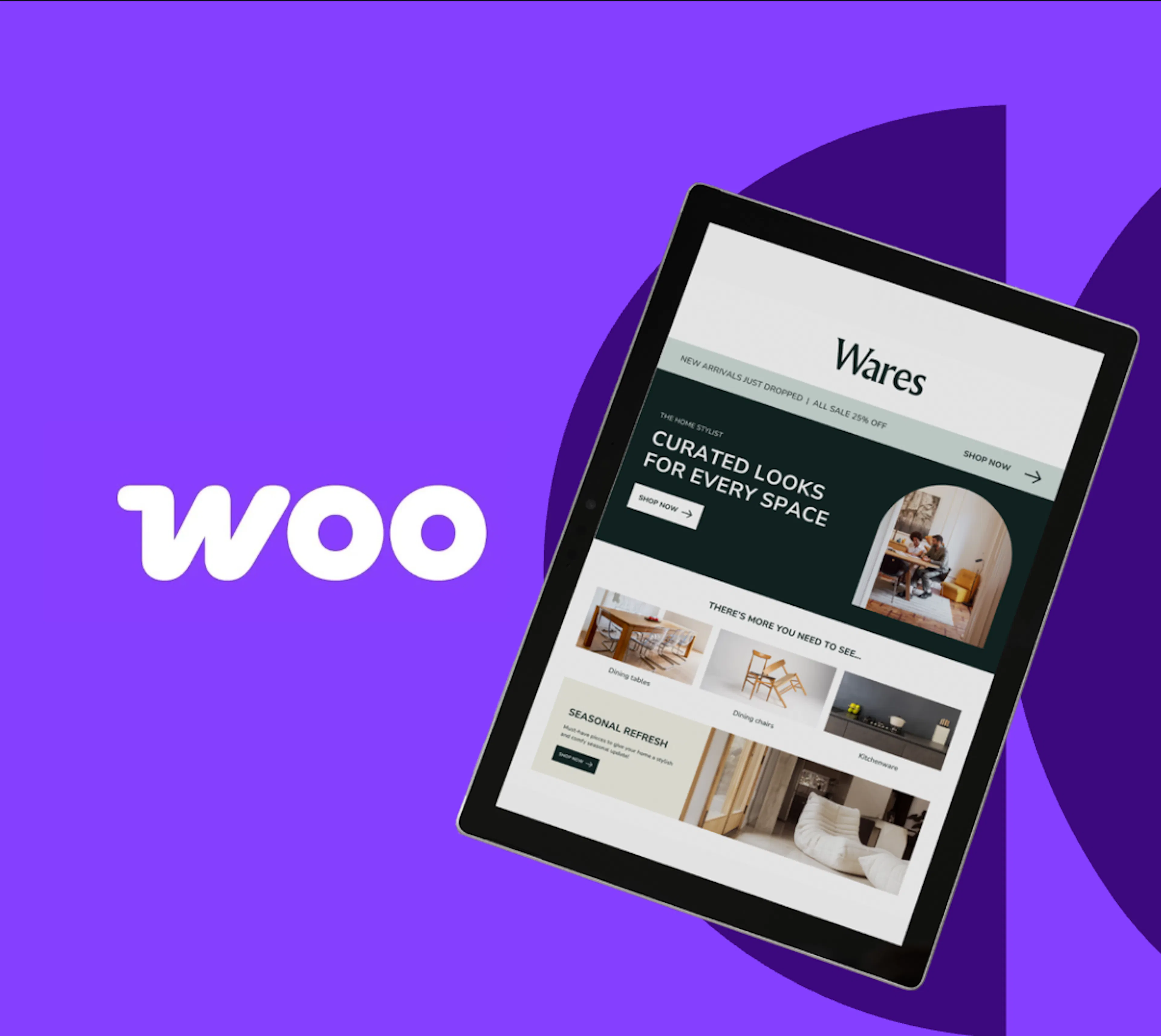 Écran boutique e-commerce et logo WooCommerce