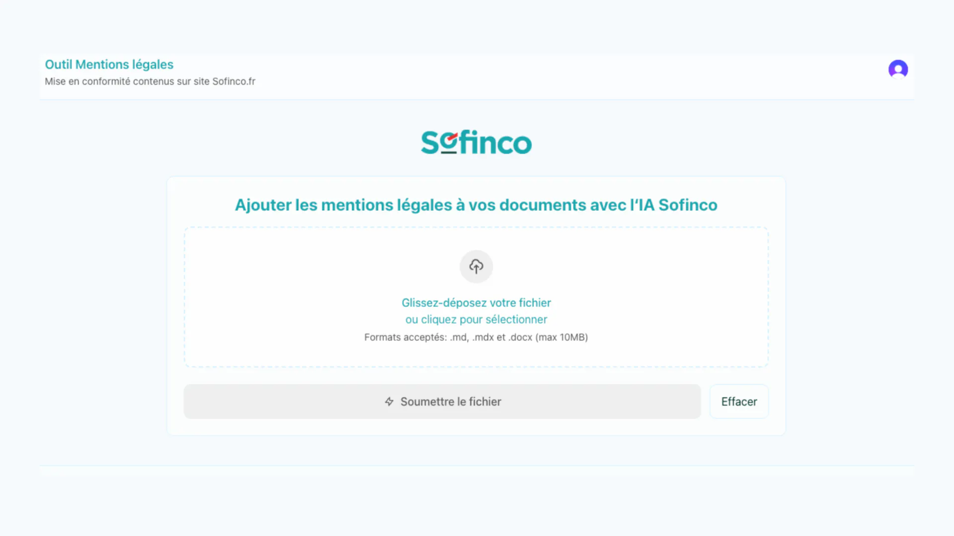 Interface Sofinco Comply AI