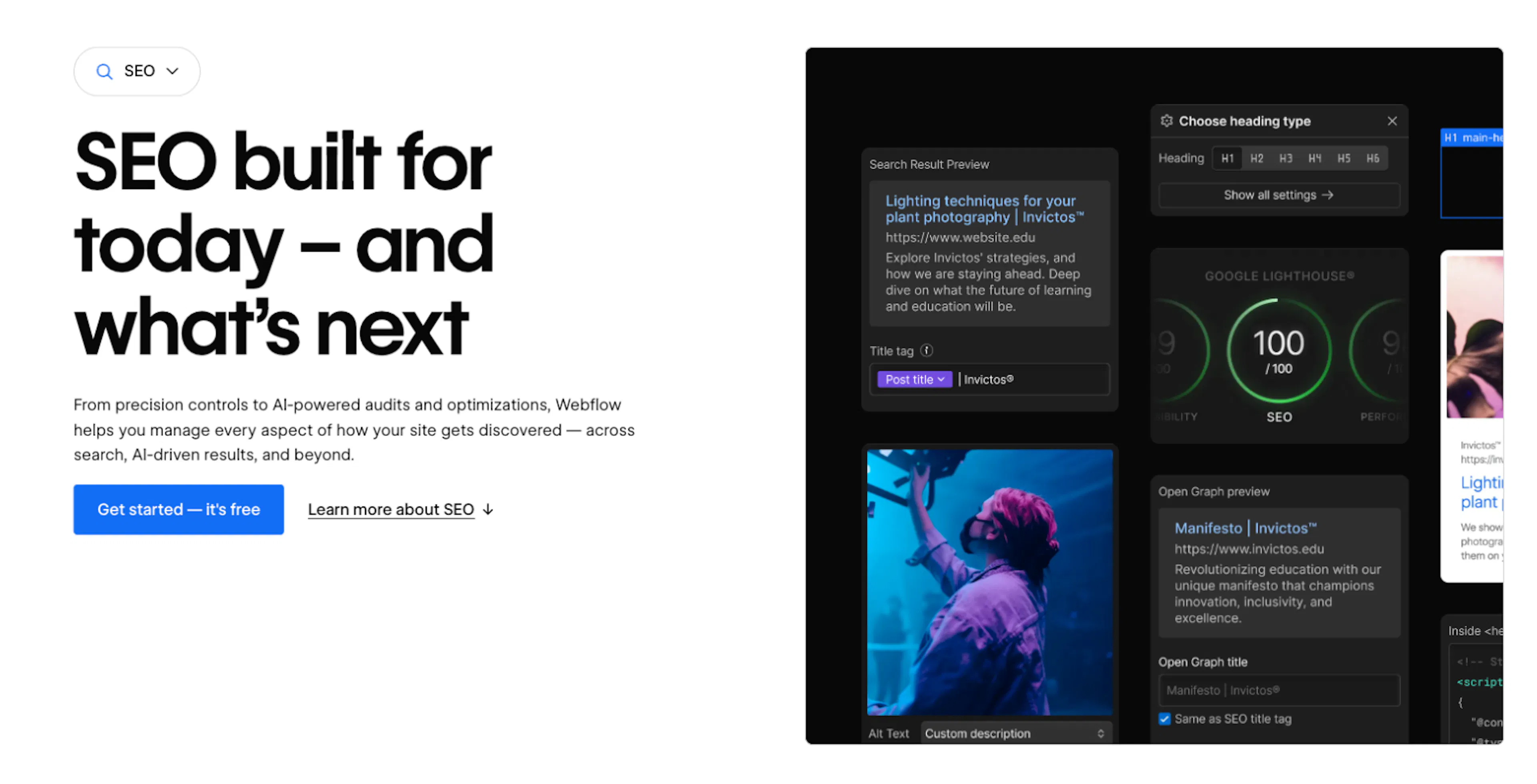 Site de Webflow sur le SEO