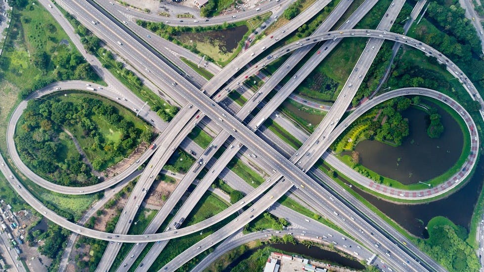 Echangeur double sur les autoroutes