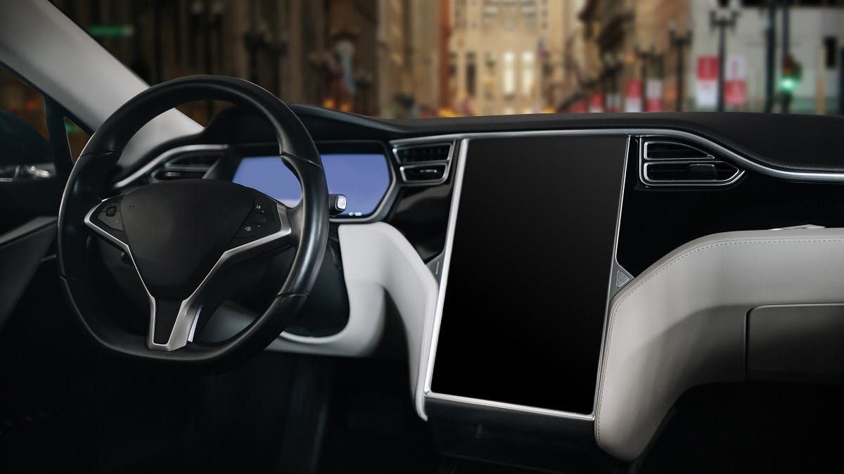 Interieur moderne d'une voiture autonome