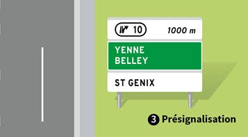 Un panneau de présignalisation de sortie d'autoroute.