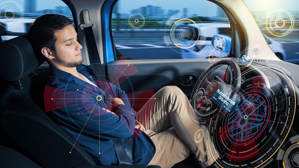 Usager endormi dans une voiture autonome