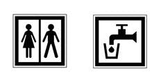 Idéogramme indiquant la présence de toilettes et de points d'eau potable