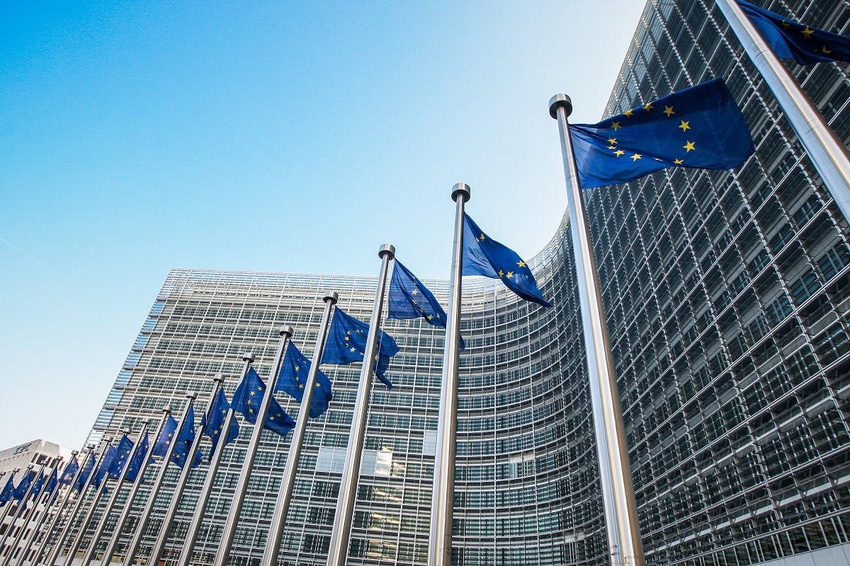 Drapeaux devant le parlement europeen