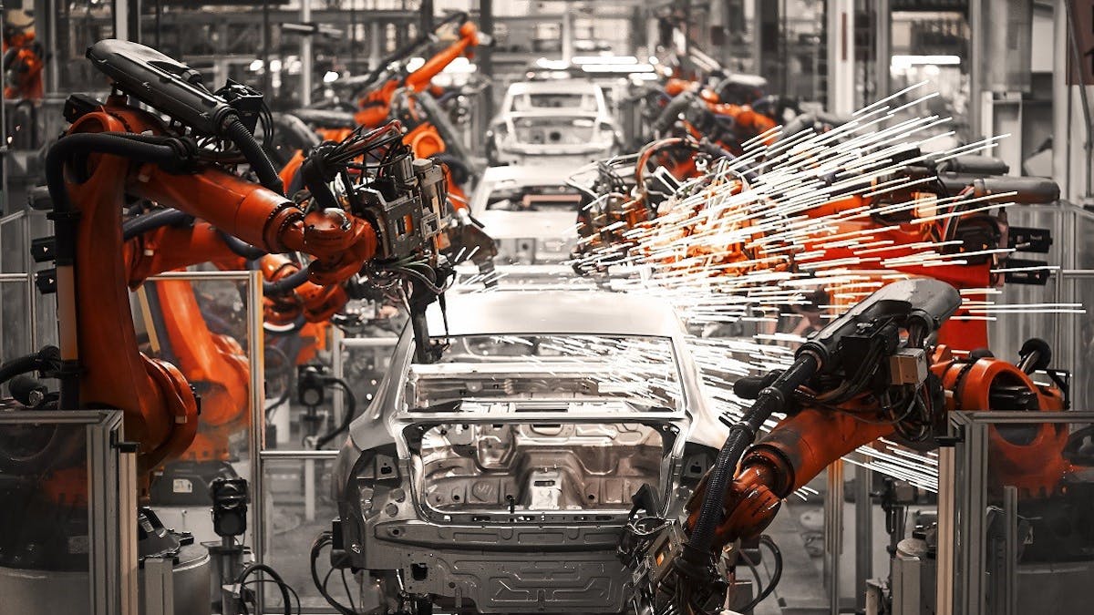 Chaine de montage de voitures robostisee