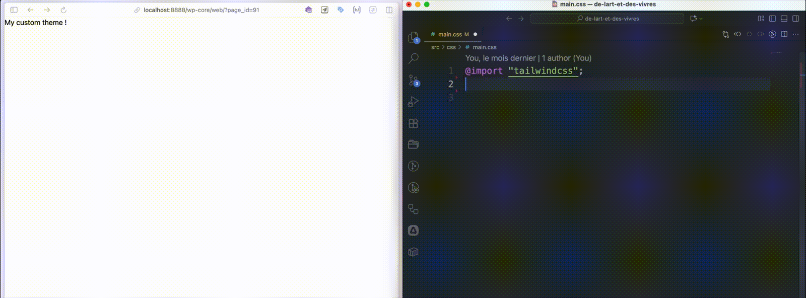 Démo du serveur de développement Vite avec WordPress et Tailwind CSS
