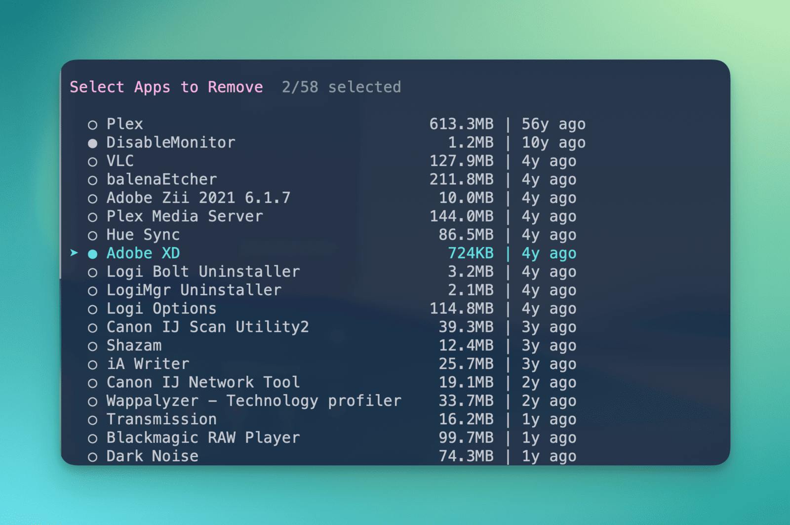 Rendu de la commande mo uninstall