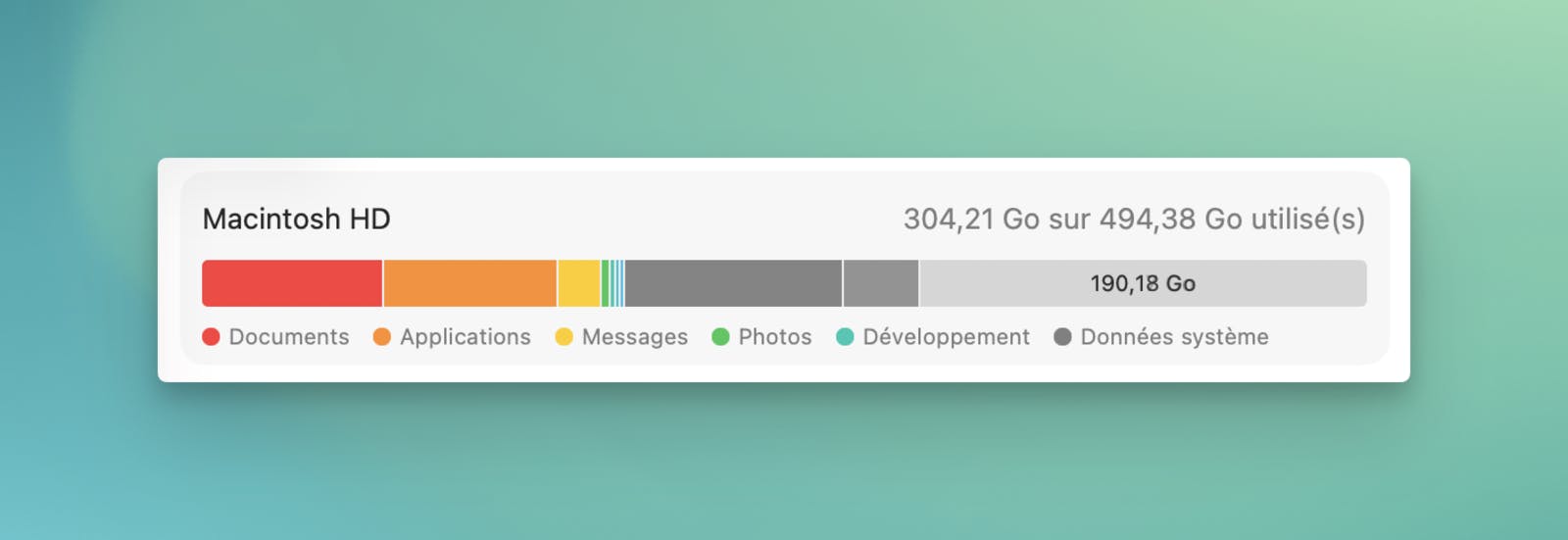 Stockage macOS avant l'exécution de Mole