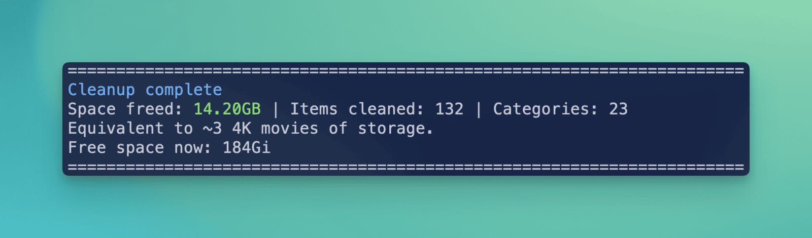 Rendu de la commande mo clean