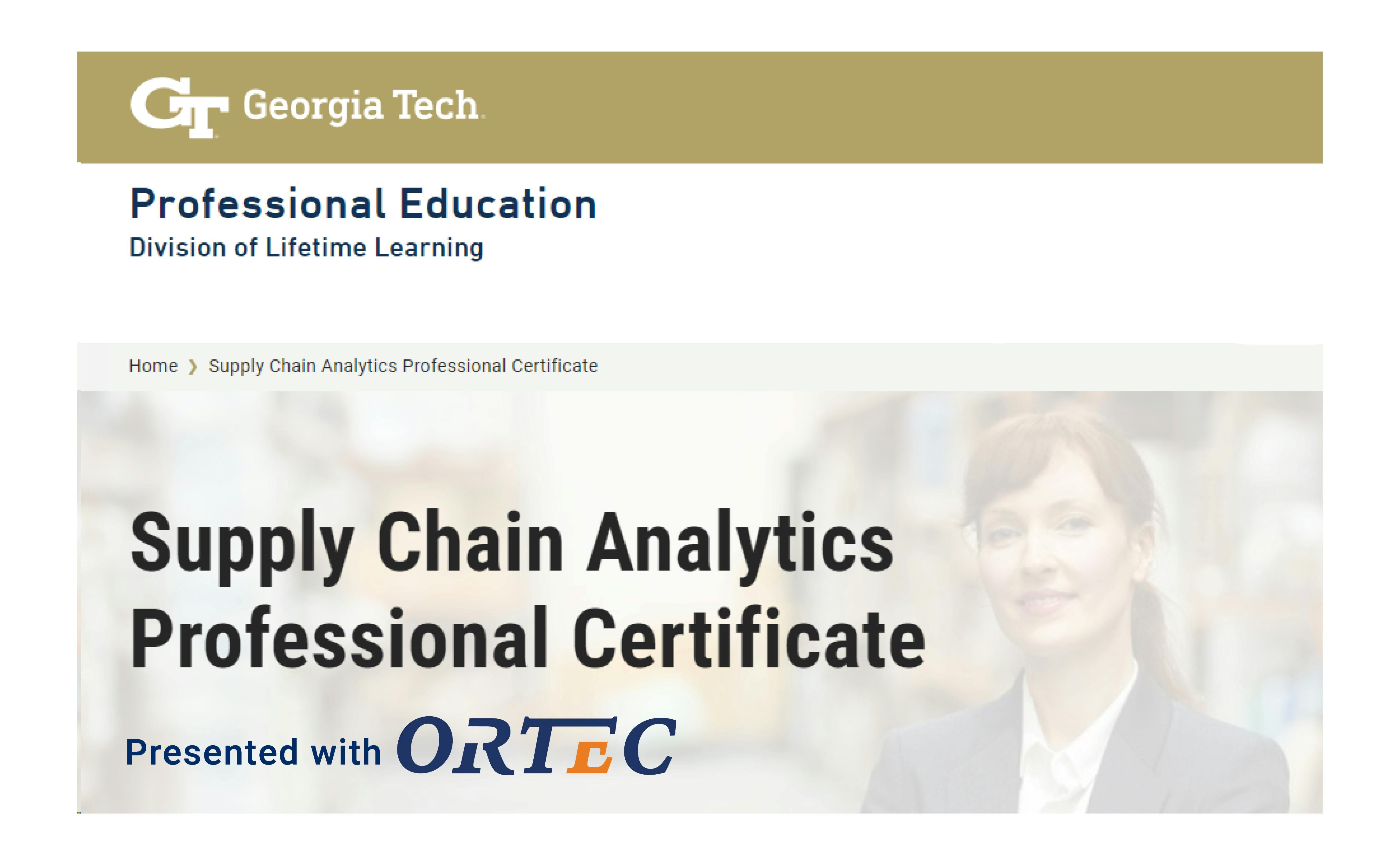 Georgia Tech Supply Chain Analytics Professional Certificate