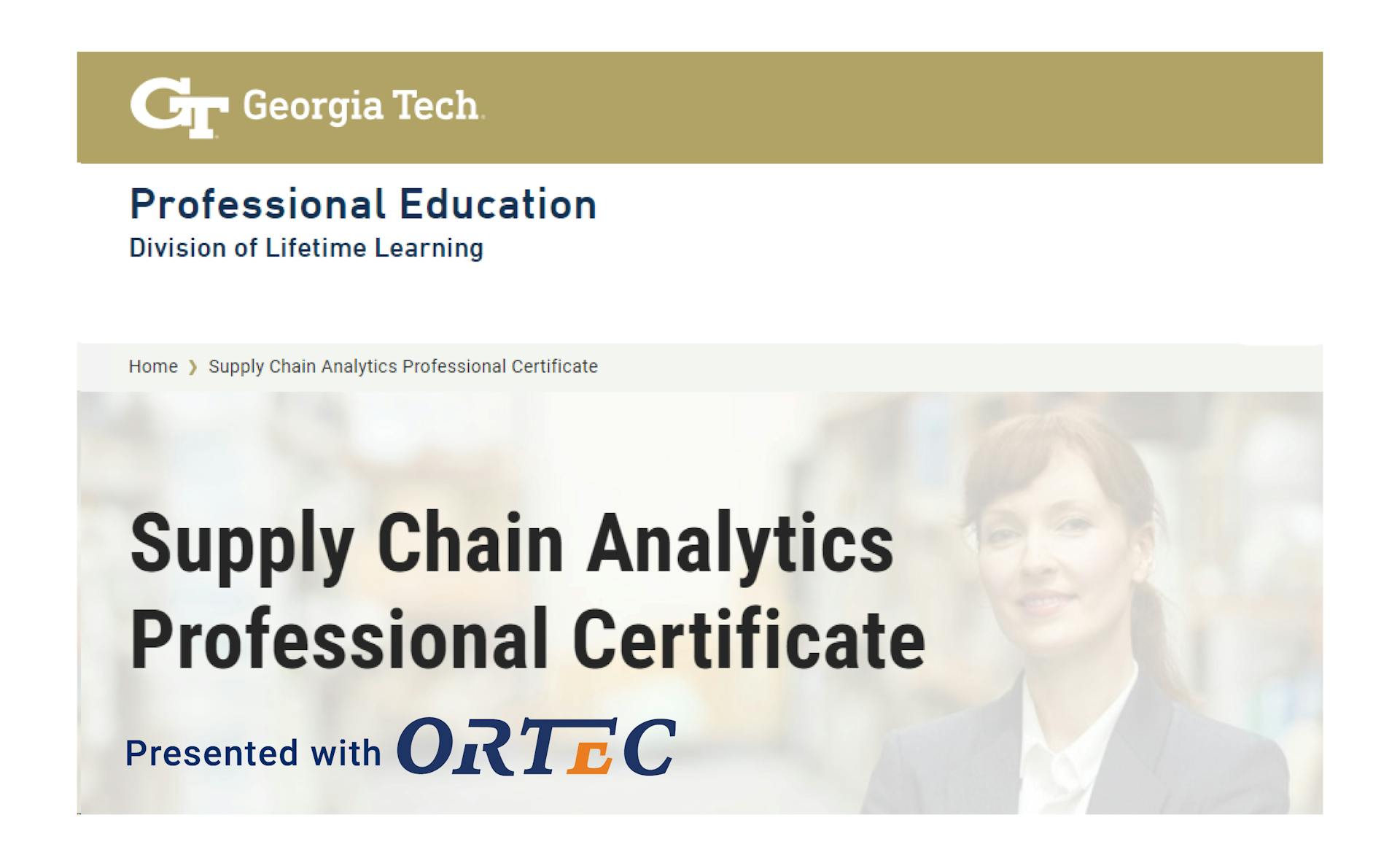 Georgia Tech Supply Chain Analytics Professional Certificate