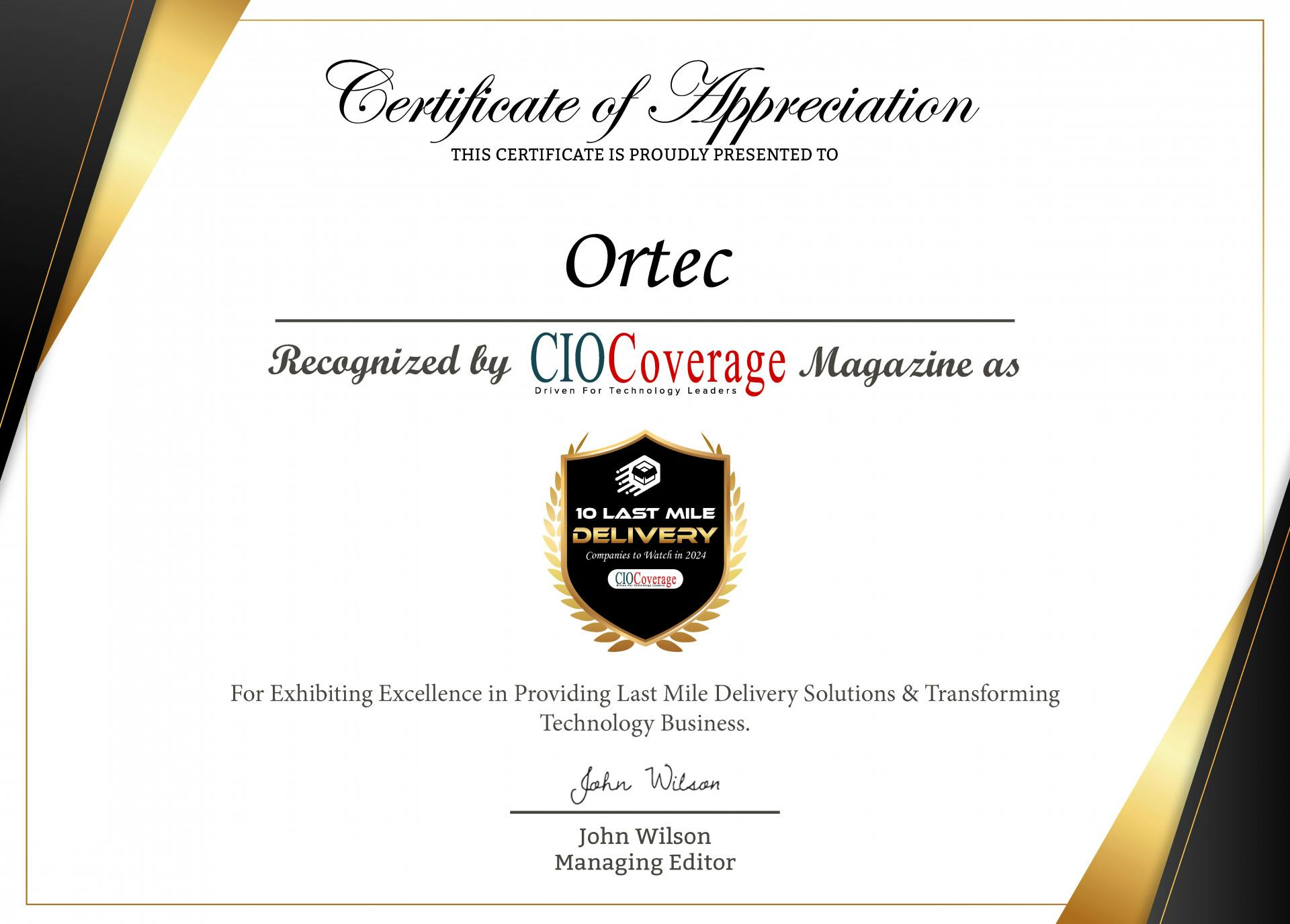 ORTEC | CIO Coverage - Top 10 Last Mile Delivery Companies 2024