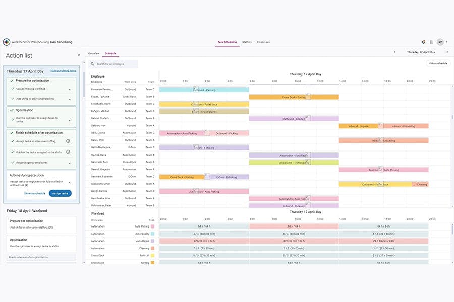 Screenshot van ORTEC Workforce for Warehousing