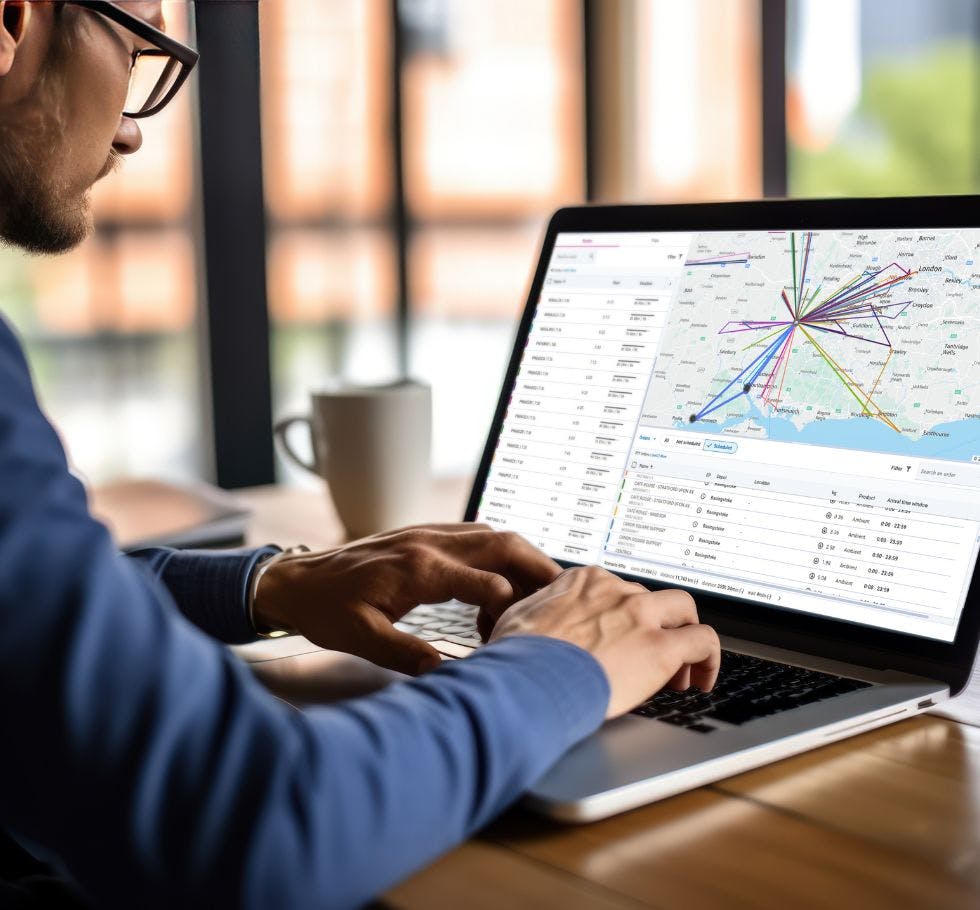 Store Delivery Planning on Laptop 