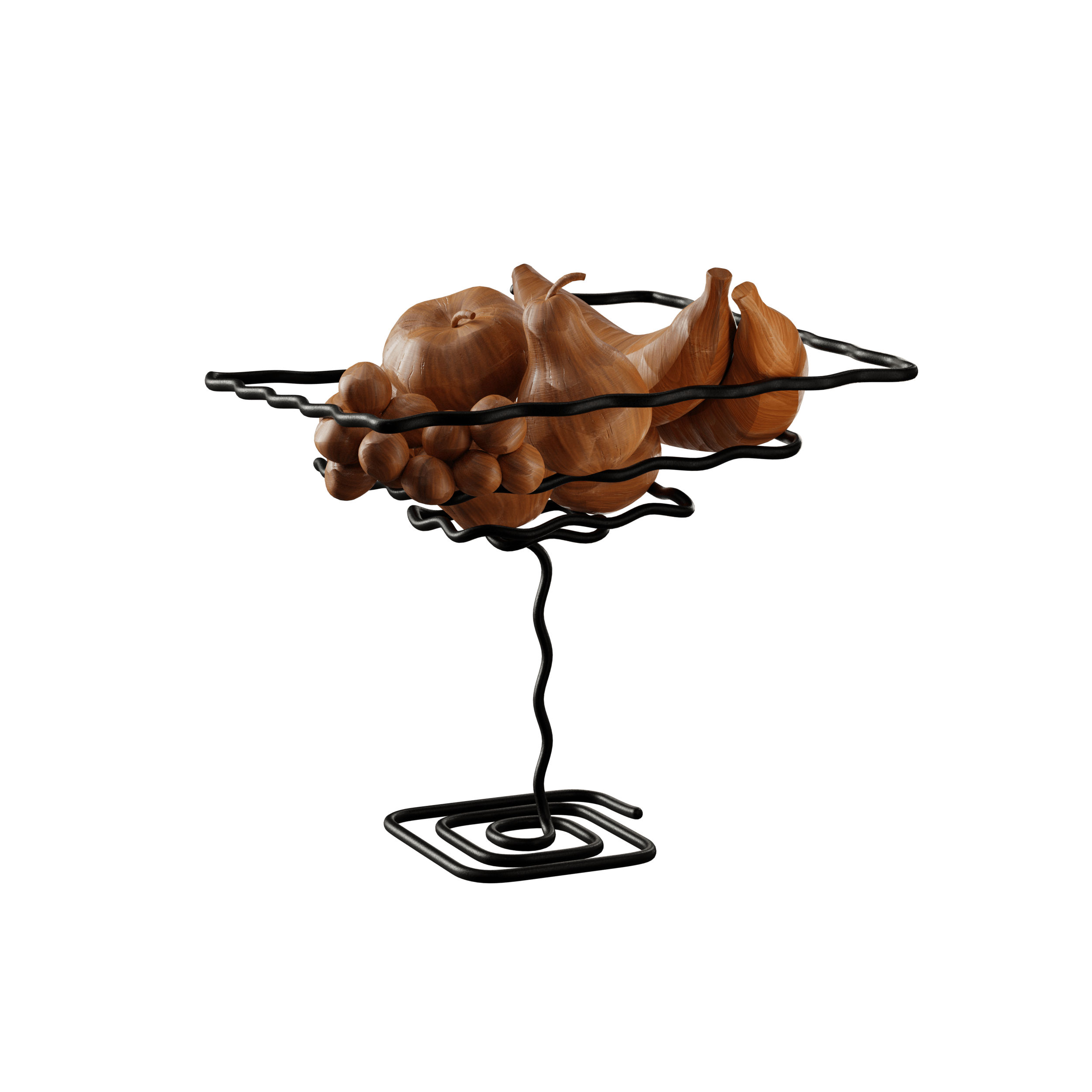 Bowl of wooden fruit hover