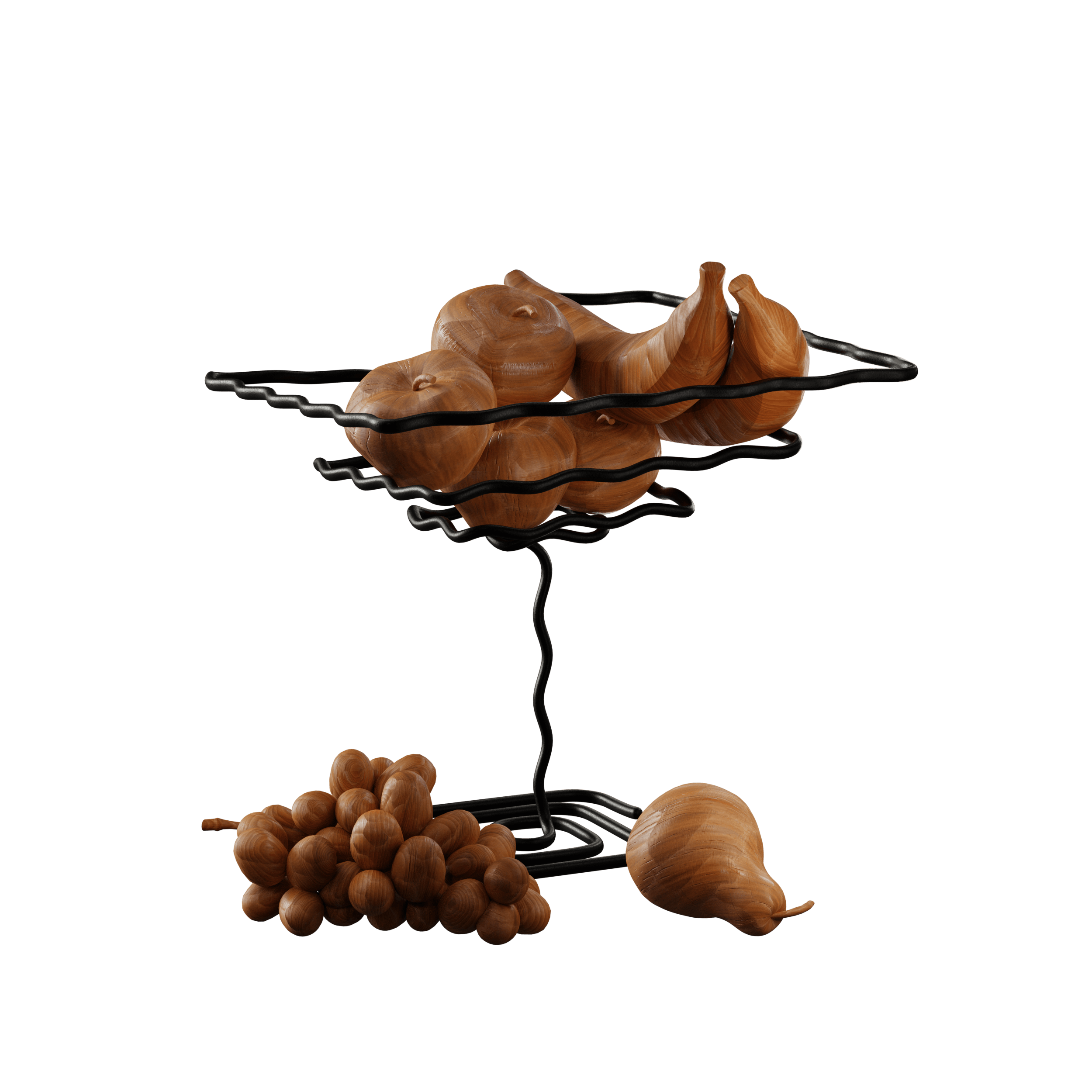 Bowl of wooden fruit