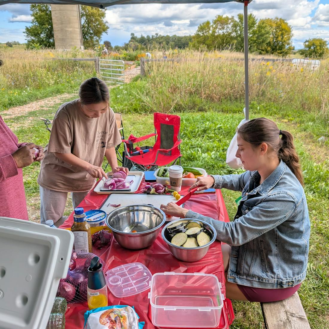 Community BBQ hosted at the garden with fresh vegetables, straight from the garden!