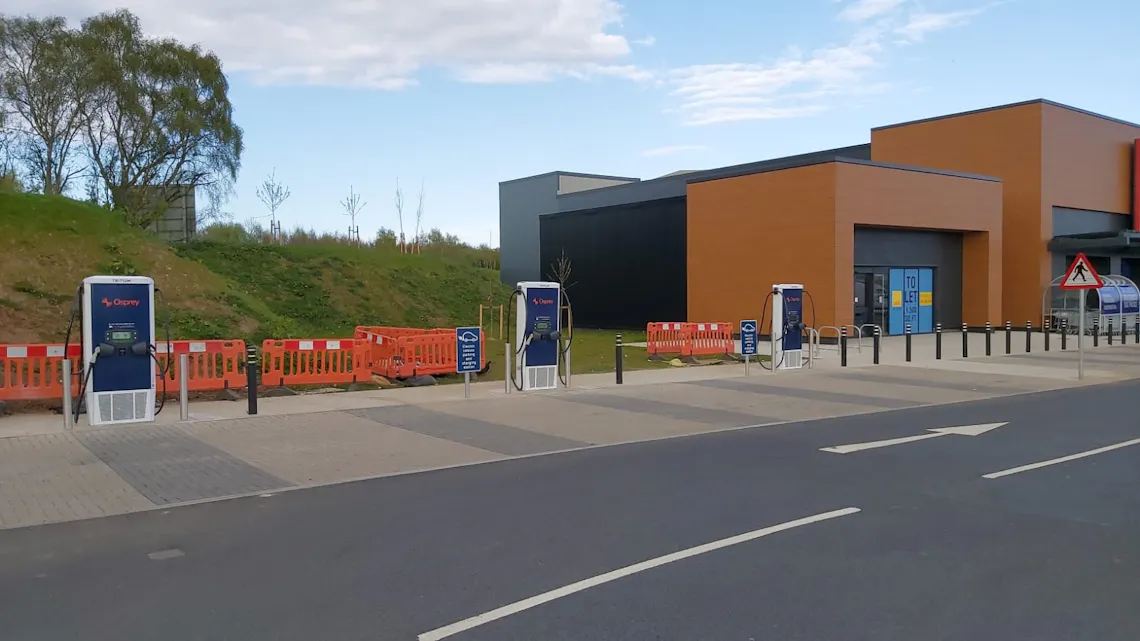 Three Osprey EV charging stations at Haddington Retail Park