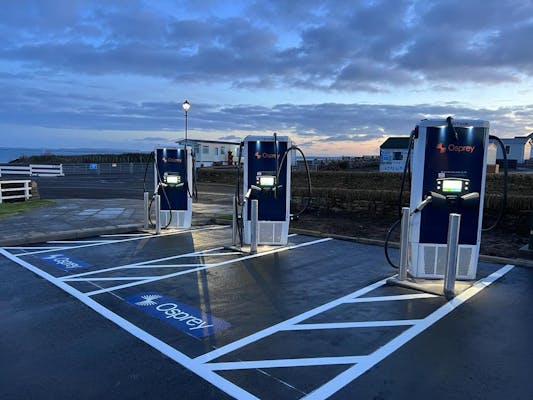 Three rapid chargers at John O'Groats tourist stop