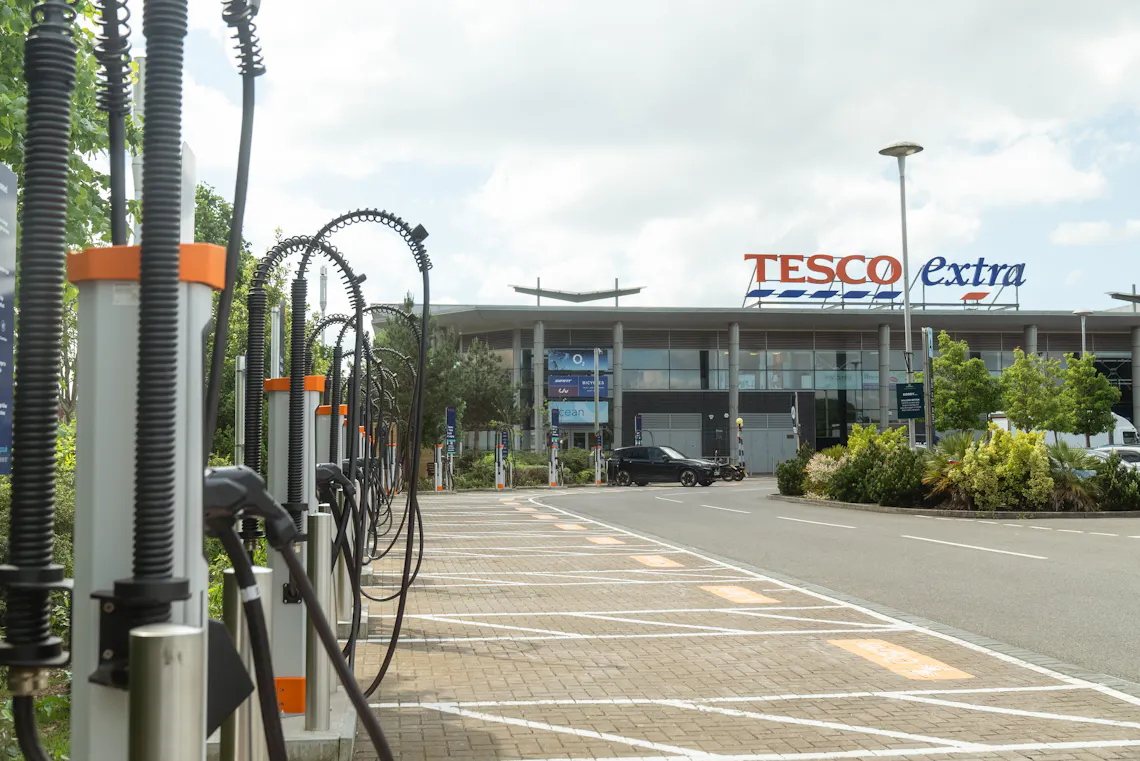 An Osprey Charging hub located at Tesco Extra