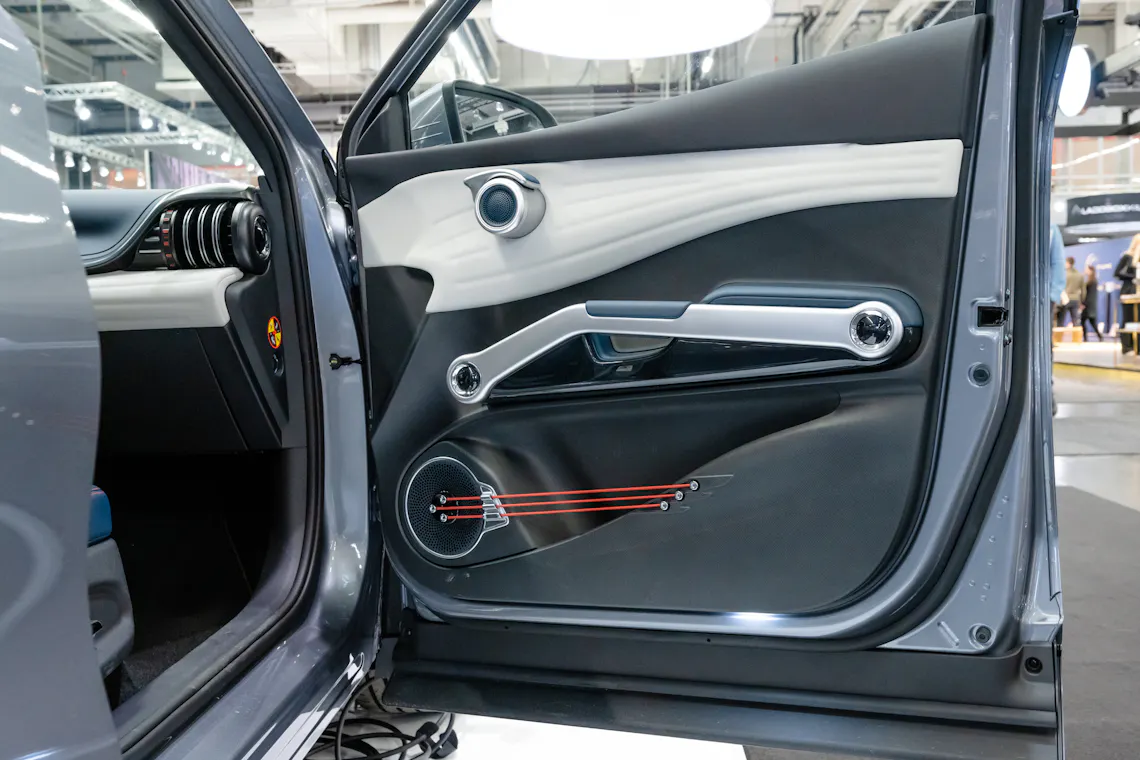Door interior of BYD ATTO 3 electric SUV car.