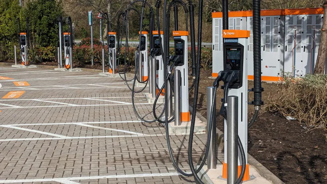 High powered EV chargers at Tesco Extra, Bradley Stoke