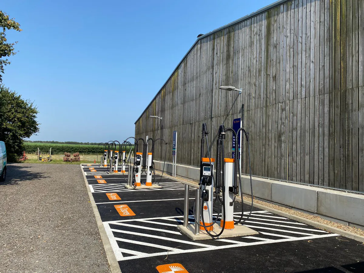 Hirst's Farm Shop & Café, Great Yarmouth charging hub.