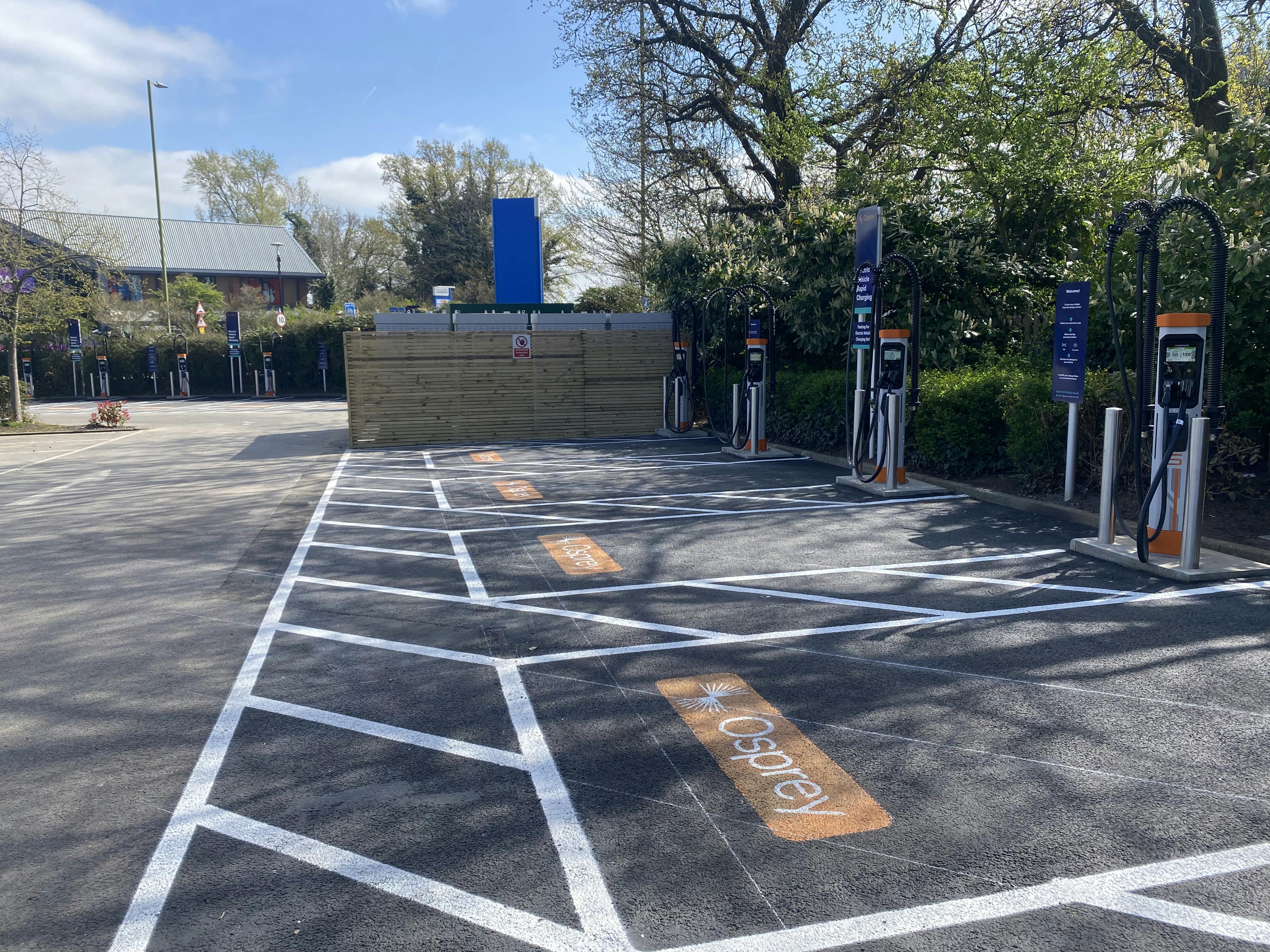 Osprey EV charging hub at Woodside Leisure Park, Watford
