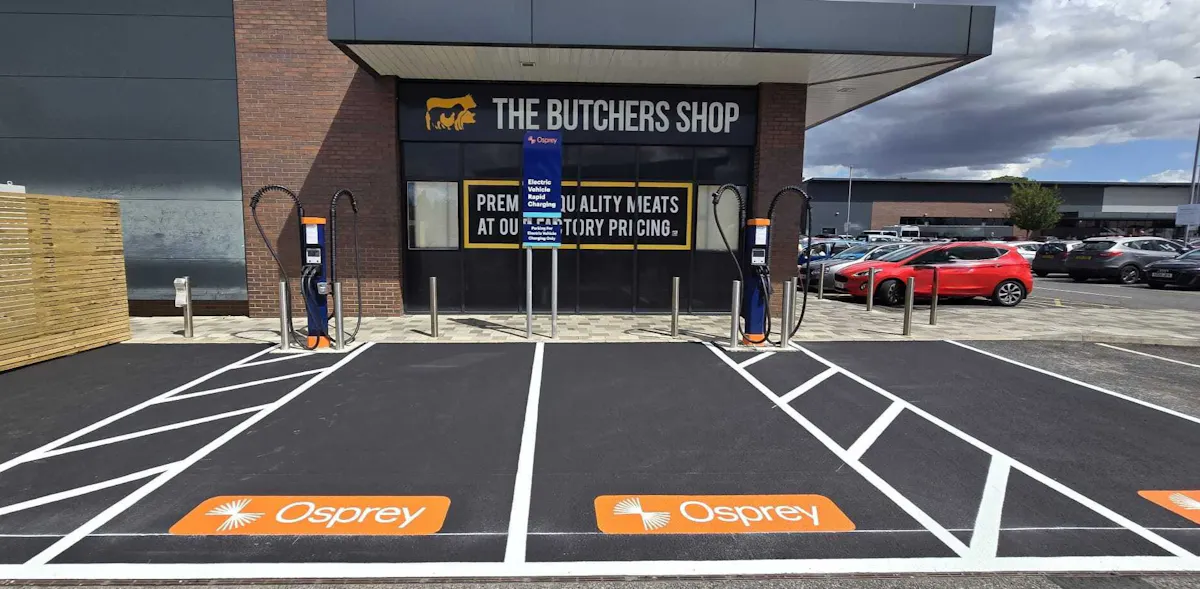 Osprey EV charge points at Snowhill Retail Park, Wakefield