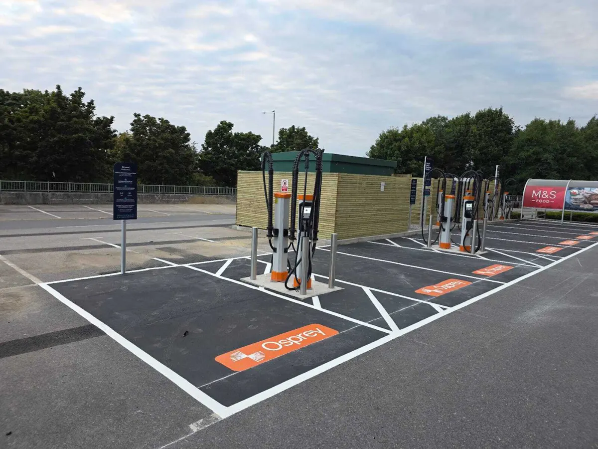 Osprey 300kW chargers at West Swansea Retail Park
