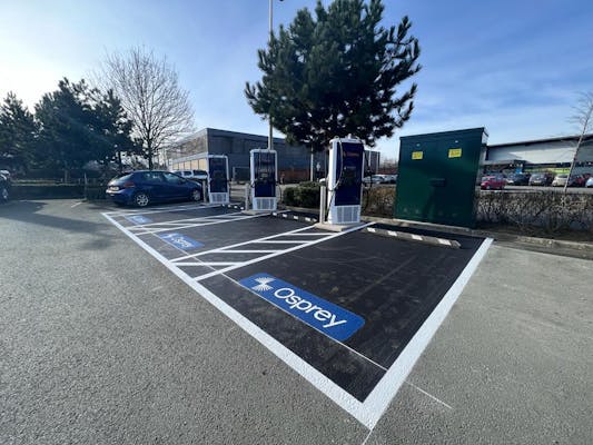 Osprey charging station with chargers located in an in-bay accessible design.
